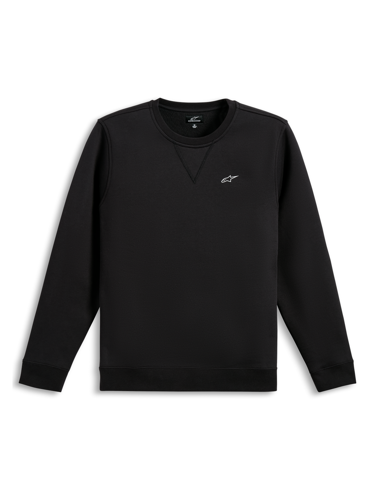 Alpinestars Felpa Positive Crew, felpa pullover nera, logo bianco sul petto, polsini e orlo a coste, stile sportswear casual