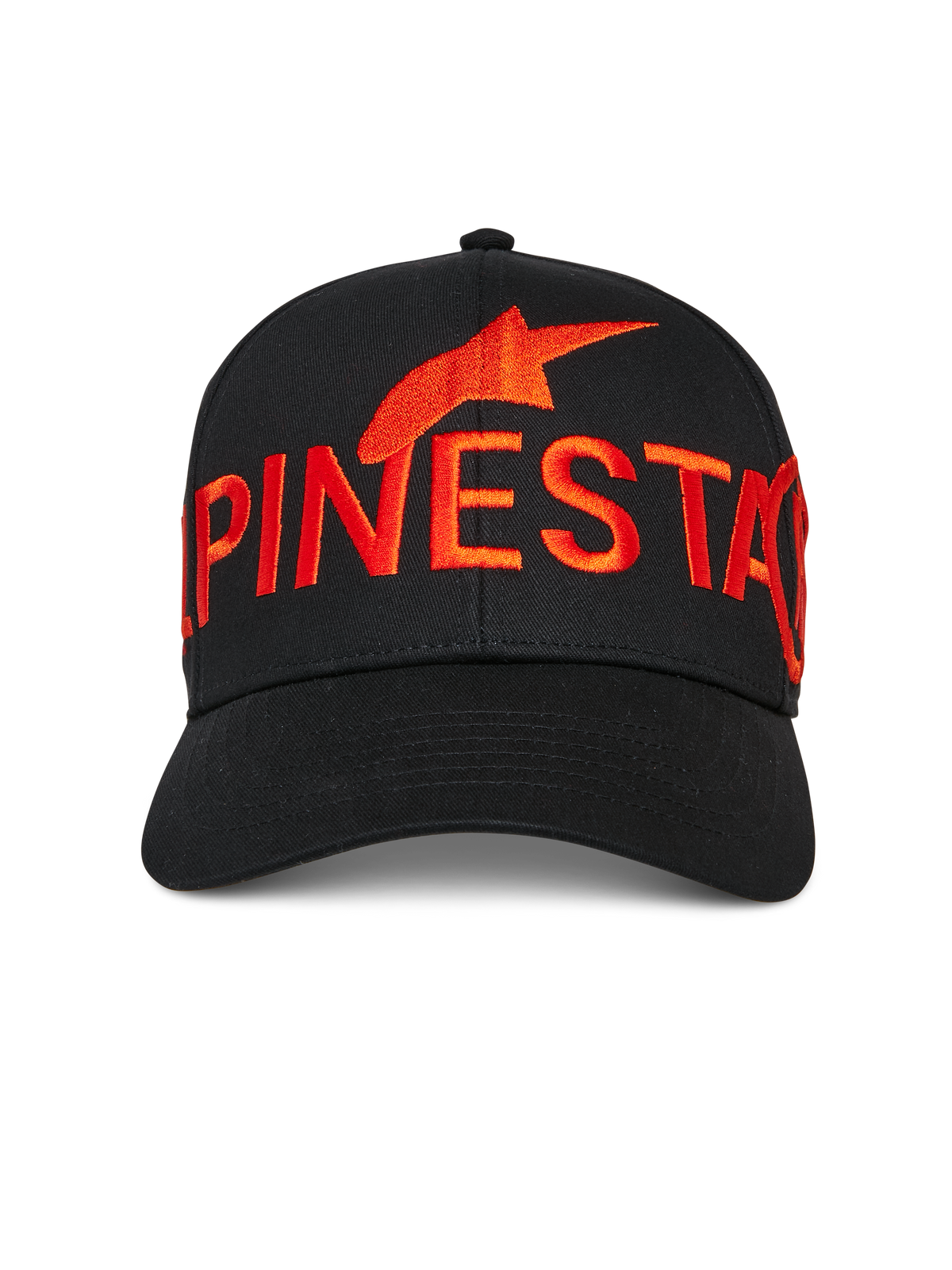Cappello Alpinestars Committed, cappellino da baseball snapback nero, grande logo e scritta Alpinestars ricamati in rosso sul davanti, visiera curva, corona strutturata, streetwear casual ispirato al motorsport