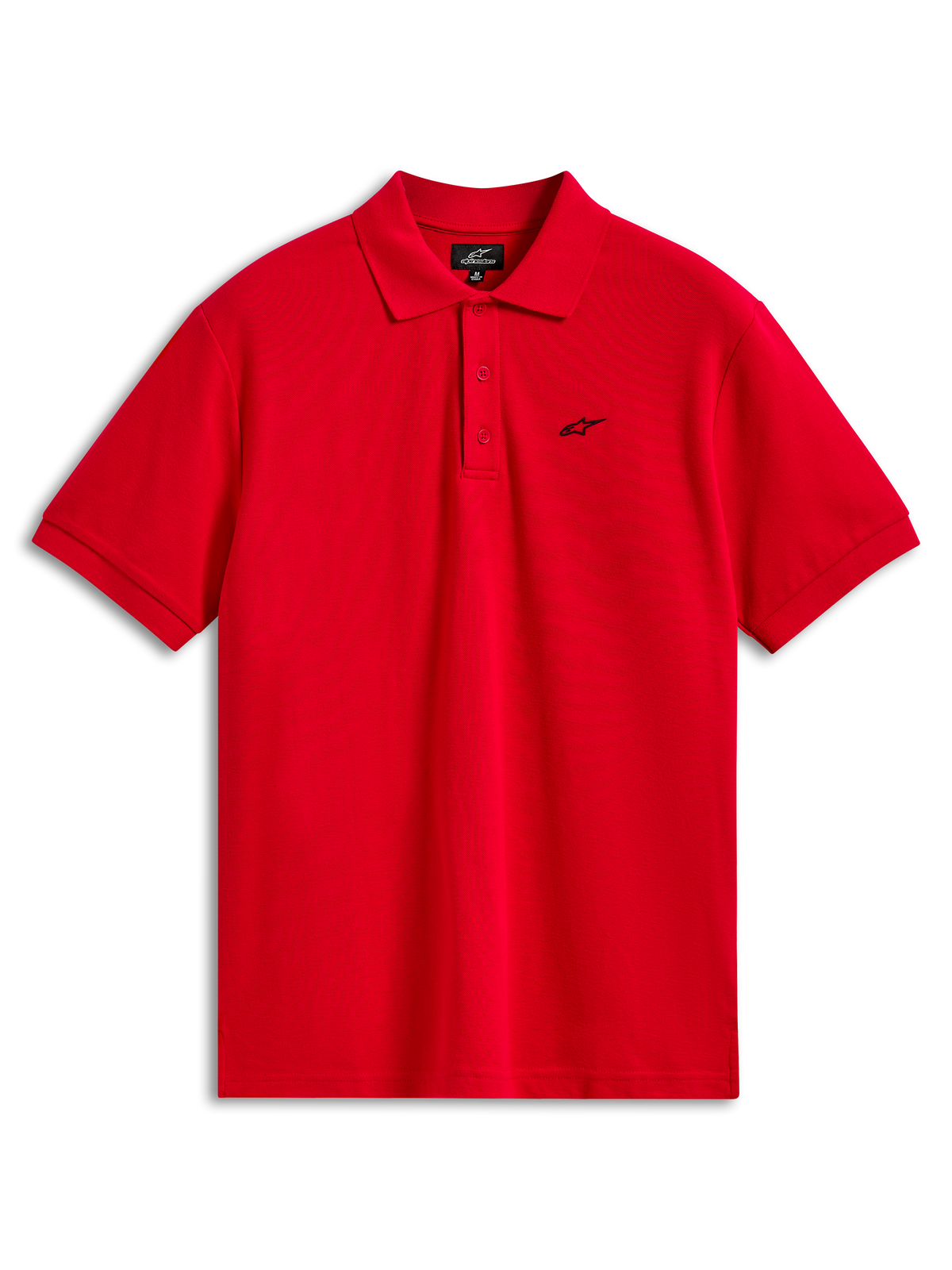 Alpinestars Endeavor Classic Polo, polo in piqué a maniche corte, rosso, piccolo logo Astars nero sul petto, chiusura a tre bottoni, abbigliamento sportivo casual