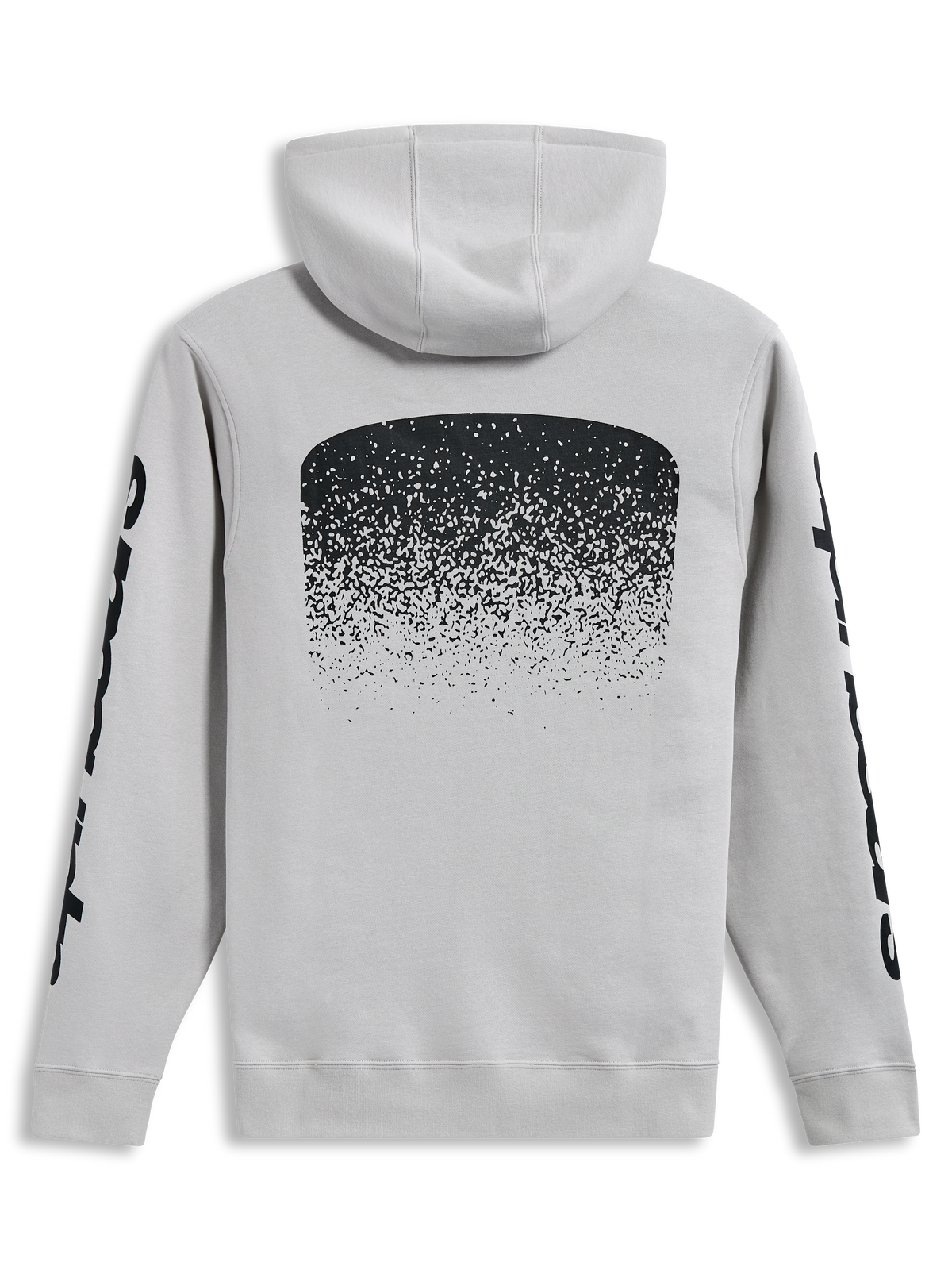 Alpinestars Obsessed Hoodie, felpa con cappuccio sportswear, grigio cemento e nero, con grafica MX sfumata sul retro e loghi neri sulle maniche