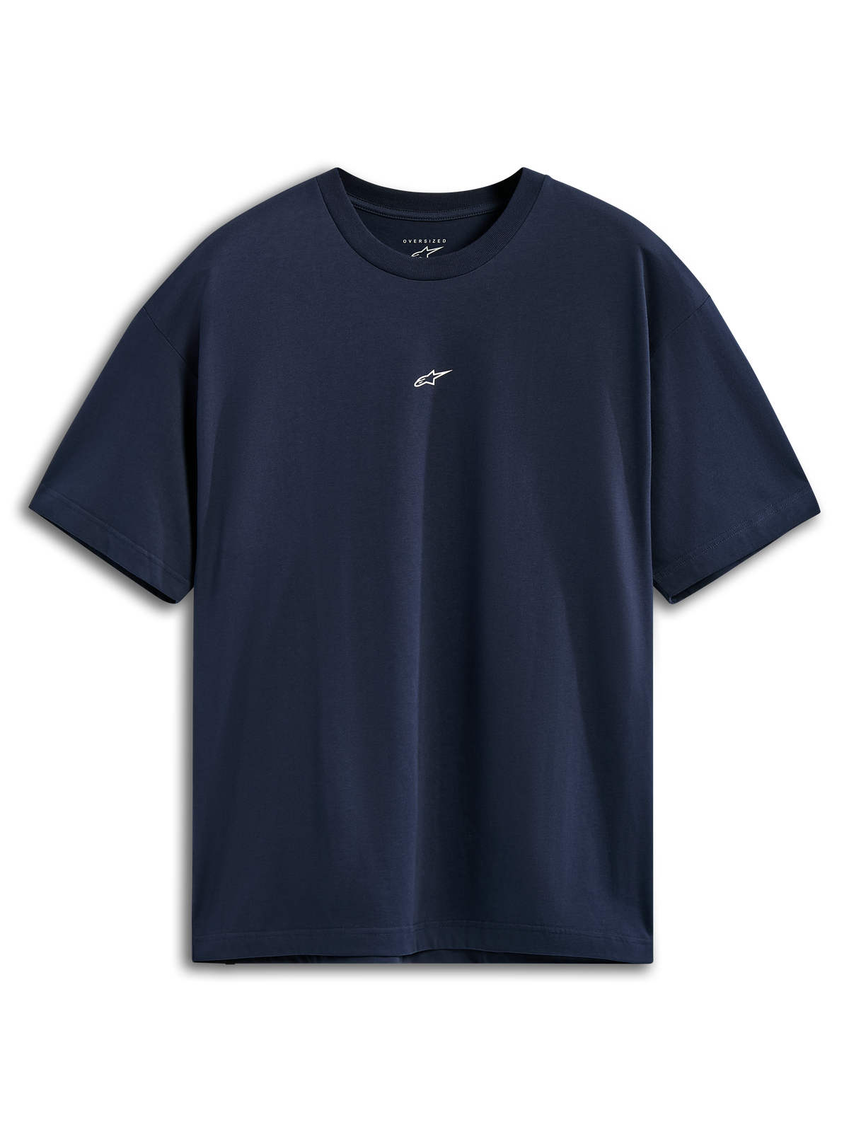 Alpinestars Focused Oversized CSF Tee, t-shirt a maniche corte, blu navy, piccolo logo Astars bianco al centro del petto, vestibilità oversize rilassata, abbigliamento sportivo casual