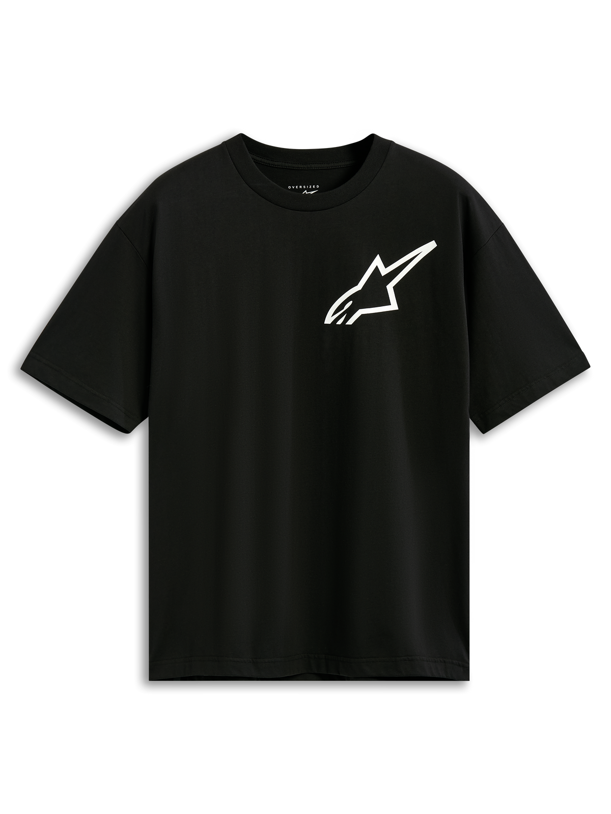 Alpinestars One Oversized CSF Tee, t-shirt a maniche corte, nero, logo Astars bianco sul petto, vestibilità oversize, streetwear casual ispirato al motorsport