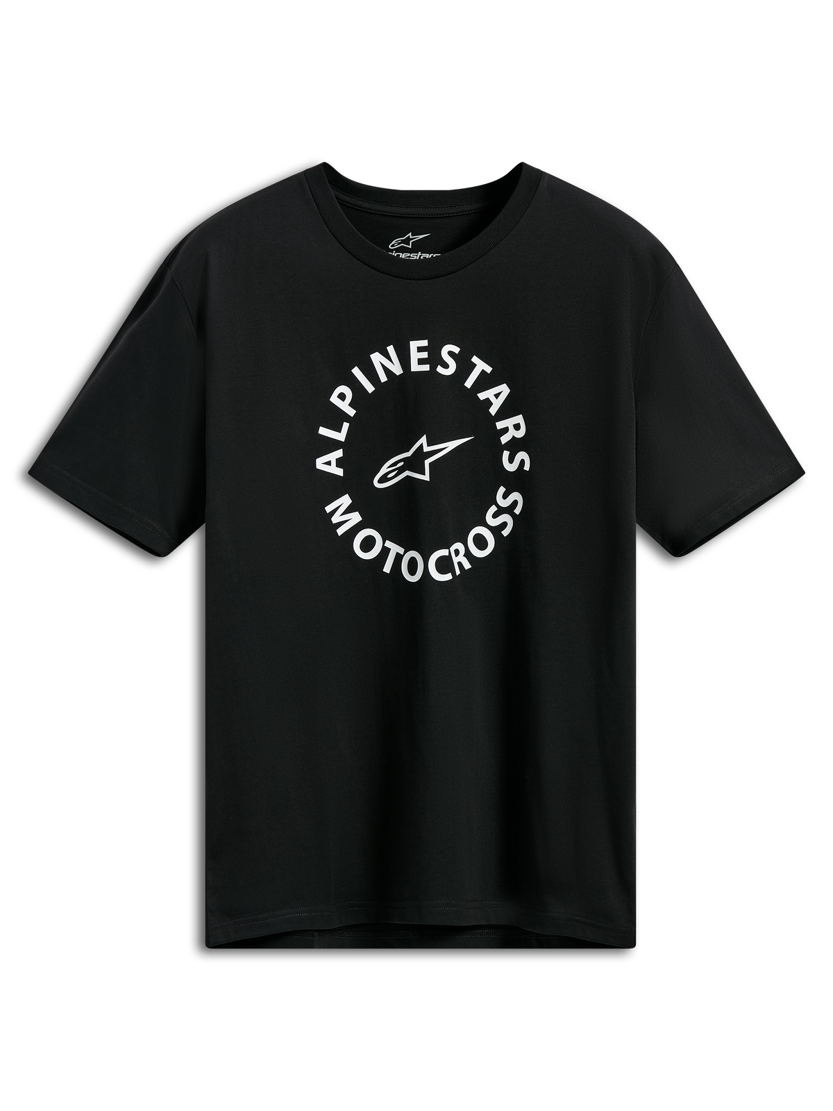 Alpinestars MX CSF Tee, t-shirt a maniche corte, nera, grafica circolare Alpinestars Motocross bianca, streetwear casual motorsport