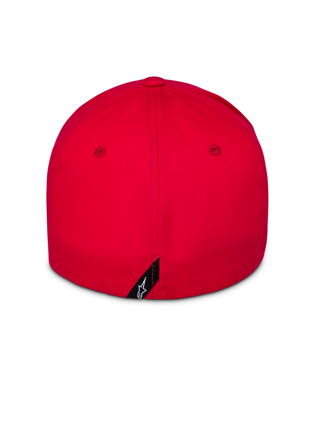 Cappello Alpinestars Pivot, rosso, vista posteriore, vestibilità con retro flessibile, corona strutturata, piccola etichetta con logo Astars, abbigliamento sportivo casual