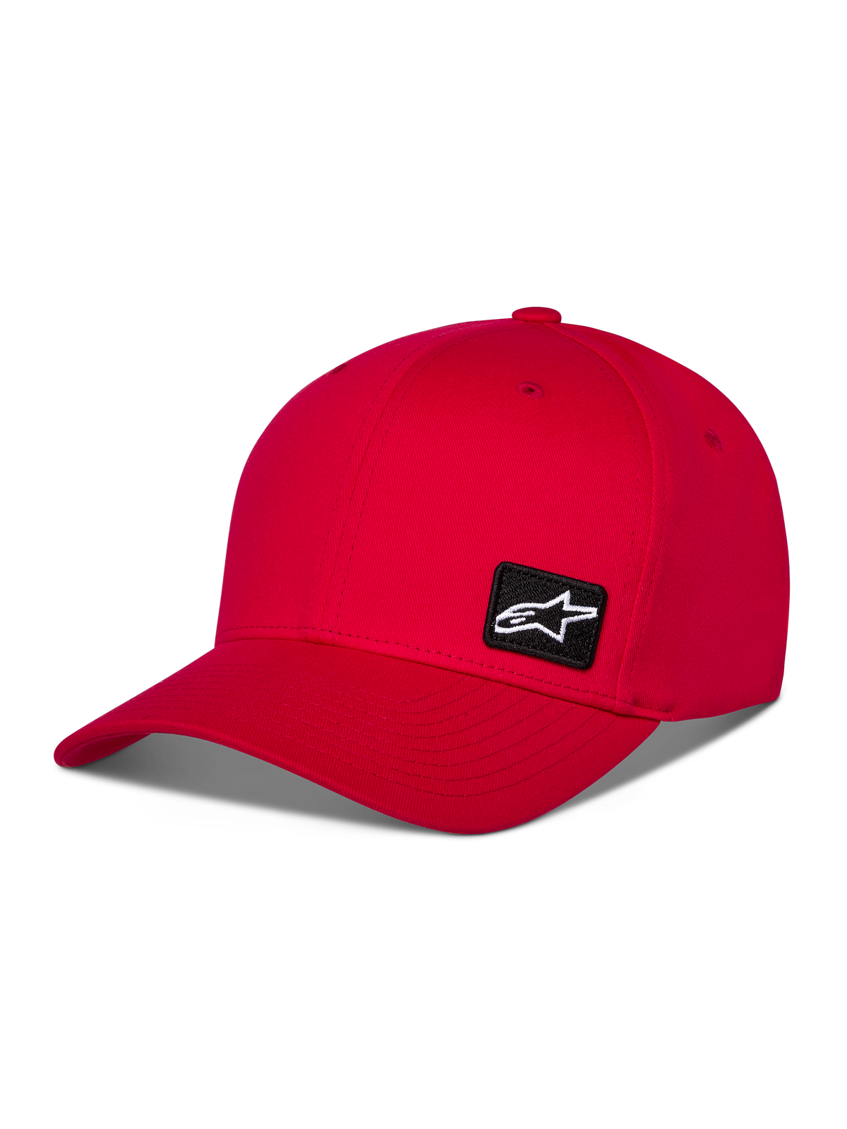 Cappello Alpinestars Pivot, cappellino da baseball rosso sportswear, visiera curva con corona strutturata, con una piccola toppa ricamata con logo Astars nero sul lato, design motorsport casual