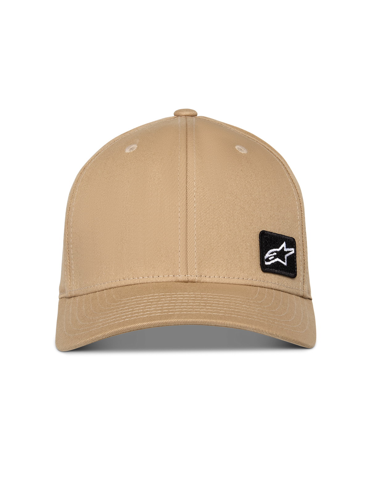 Cappello Alpinestars Pivot, Sand Khaki, visiera curva con corona strutturata, piccola toppa nera con logo Astars ricamato sul davanti, copricapo casual sportivo