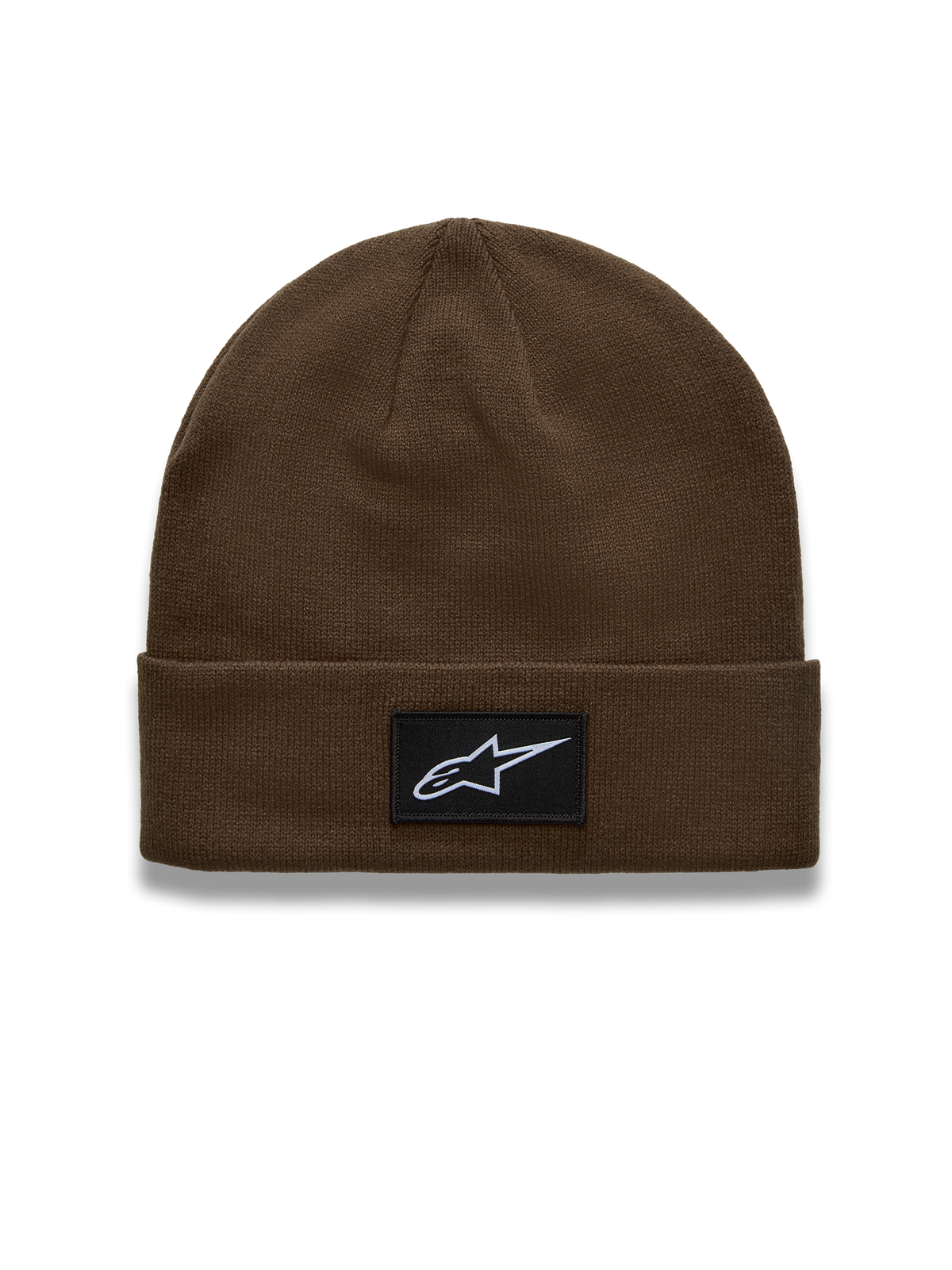 Alpinestars Augment Cuff Cuffia, berretto in maglia marrone con patch logo Astars tessuta, sportswear casual da motorsport