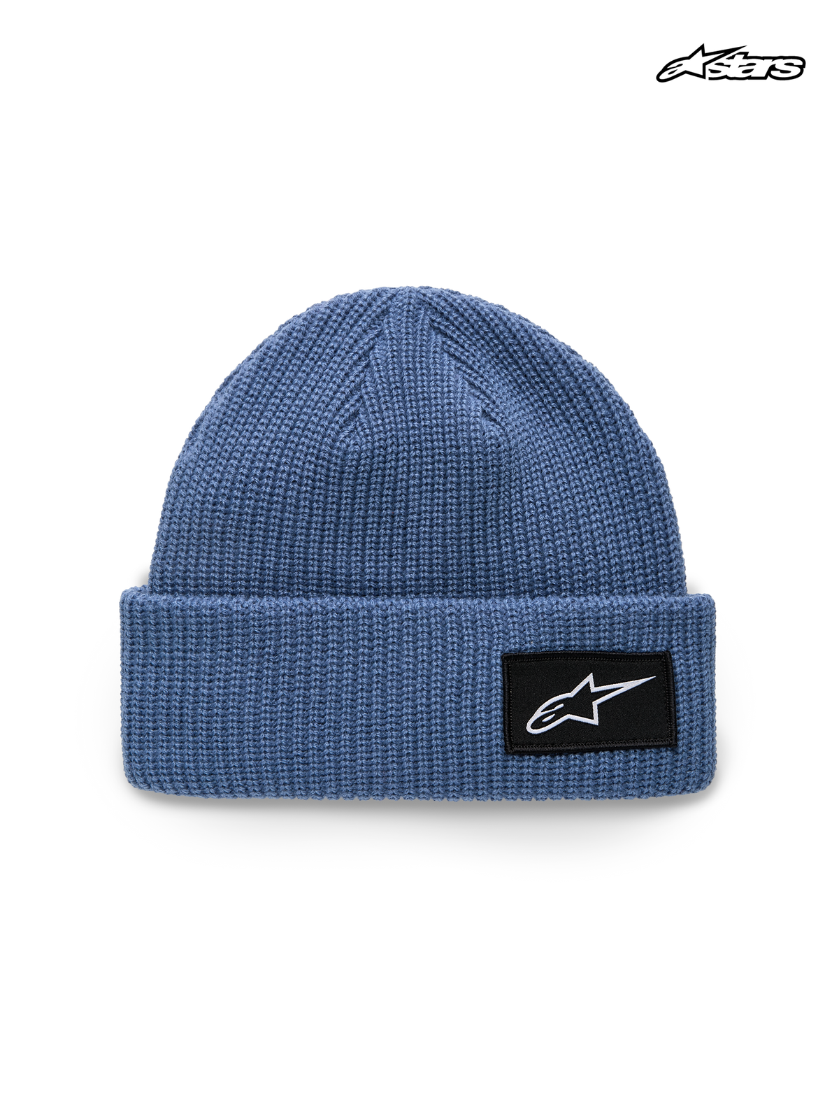 Alpinestars Berretto Unload Rib Cuff, berretto sportivo con risvolto, blu, con struttura in maglia e patch con logo Astars