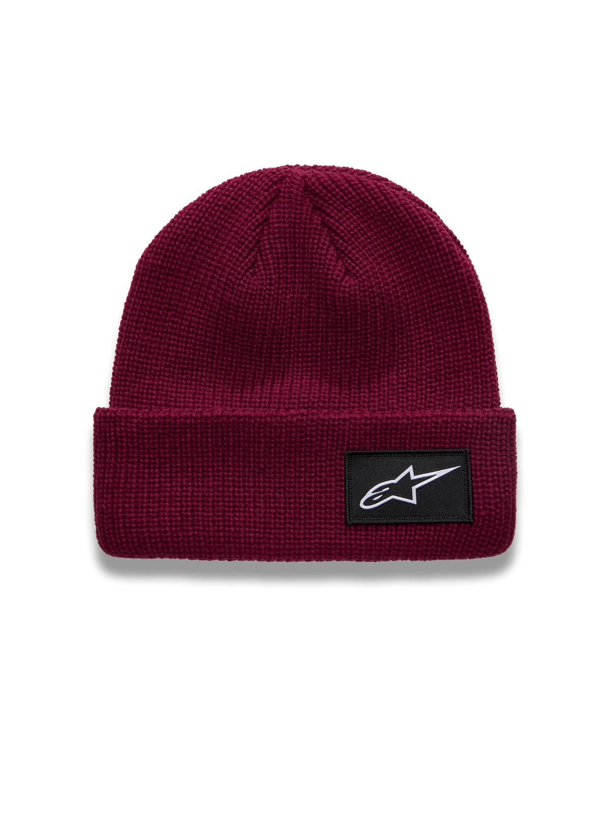 Alpinestars Unload Rib Cuff Berretto, berretto in maglia jersey bordeaux, patch logo Astars nera, stile casual motorsport