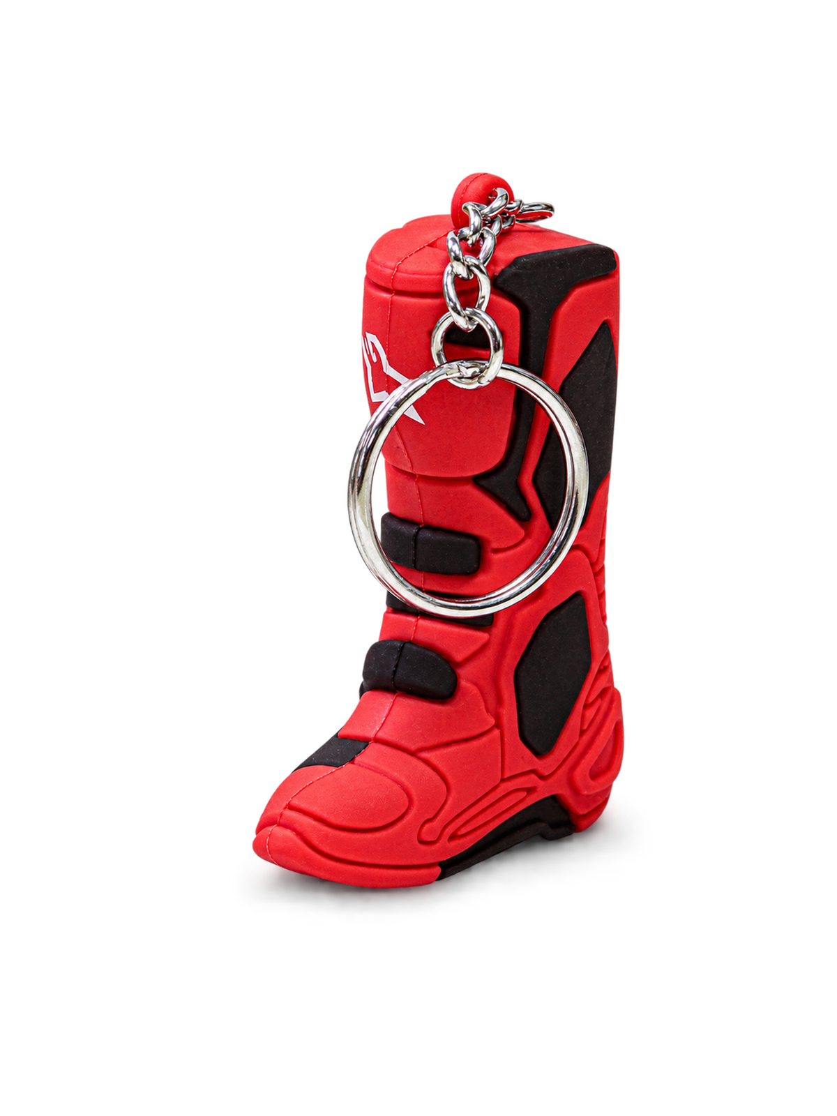 Alpinestars Portachiavi Tech 10 Boot, portachiavi a forma di stivale da motocross in miniatura, rosso e nero con logo bianco, anello in metallo