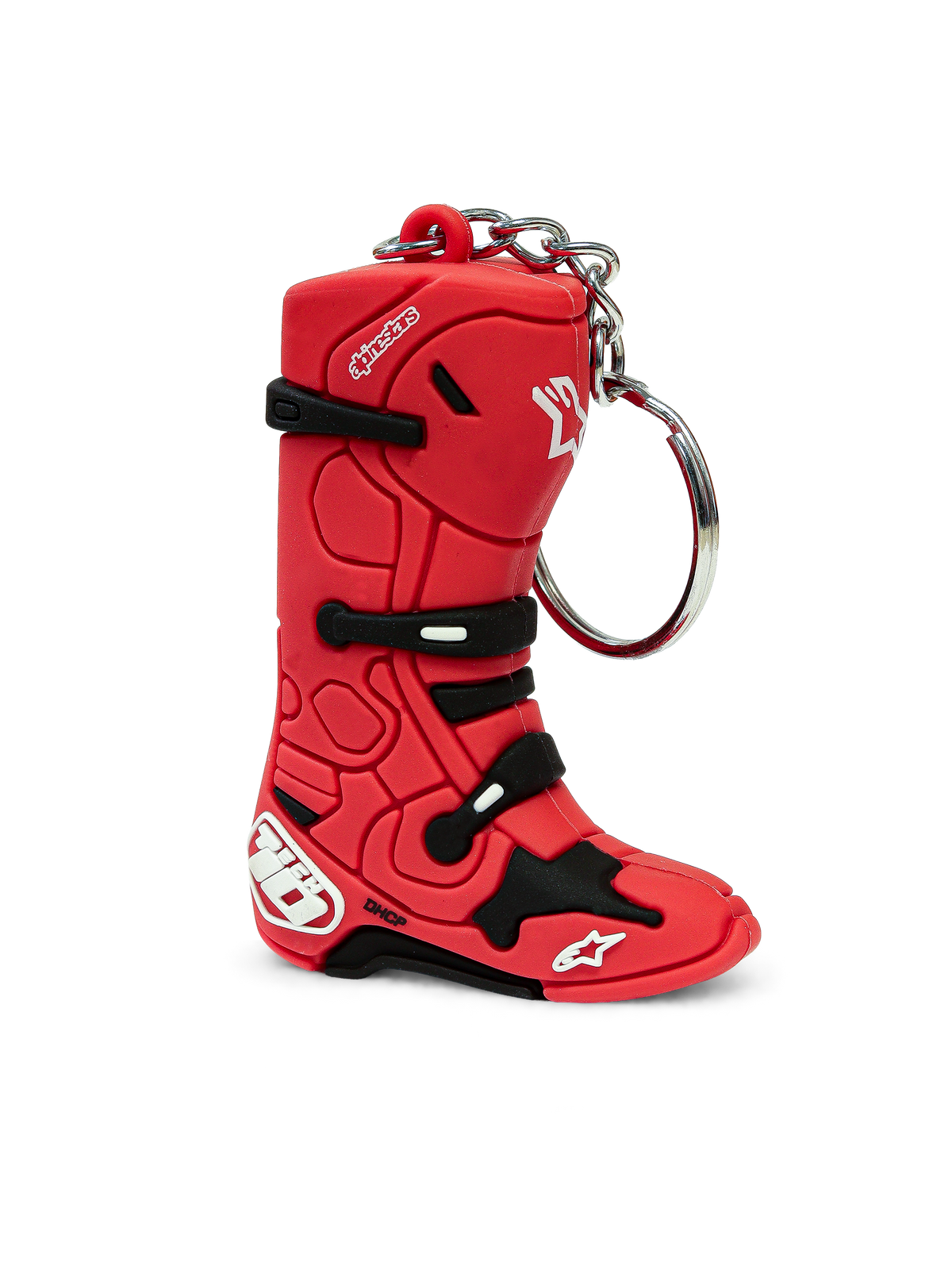 Alpinestars Portachiavi Tech 10 Boot, portachiavi per stivali da motocross, rosso e nero, design tridimensionale sintetico con anello in metallo