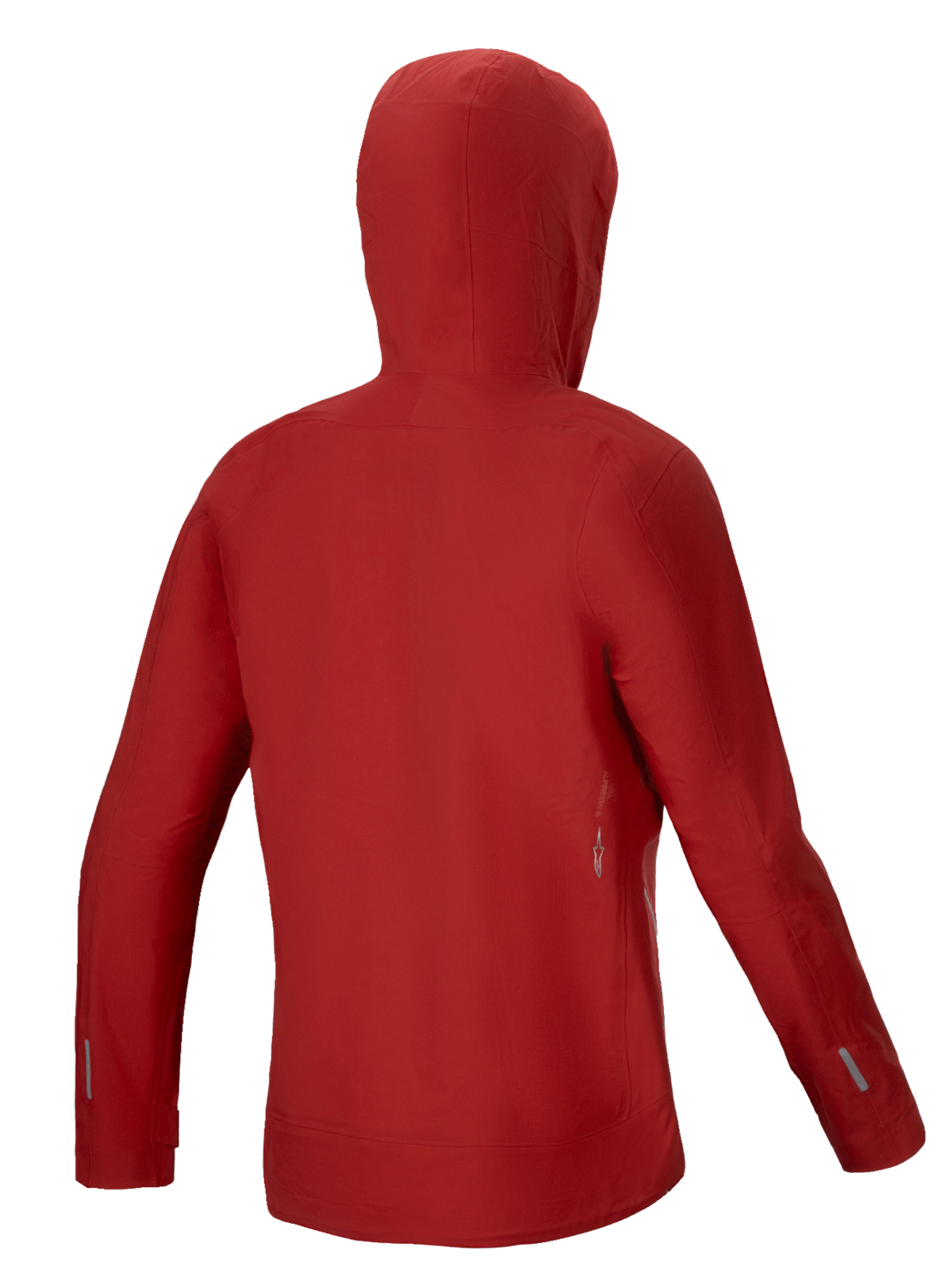 Alpinestars Stella A-Dura Elite Giacca Impermeabile, giacca antipioggia da mountain bike da donna, rosso fluo, vista posteriore con cappuccio compatibile con il casco e struttura in membrana 3L stretch ripstop