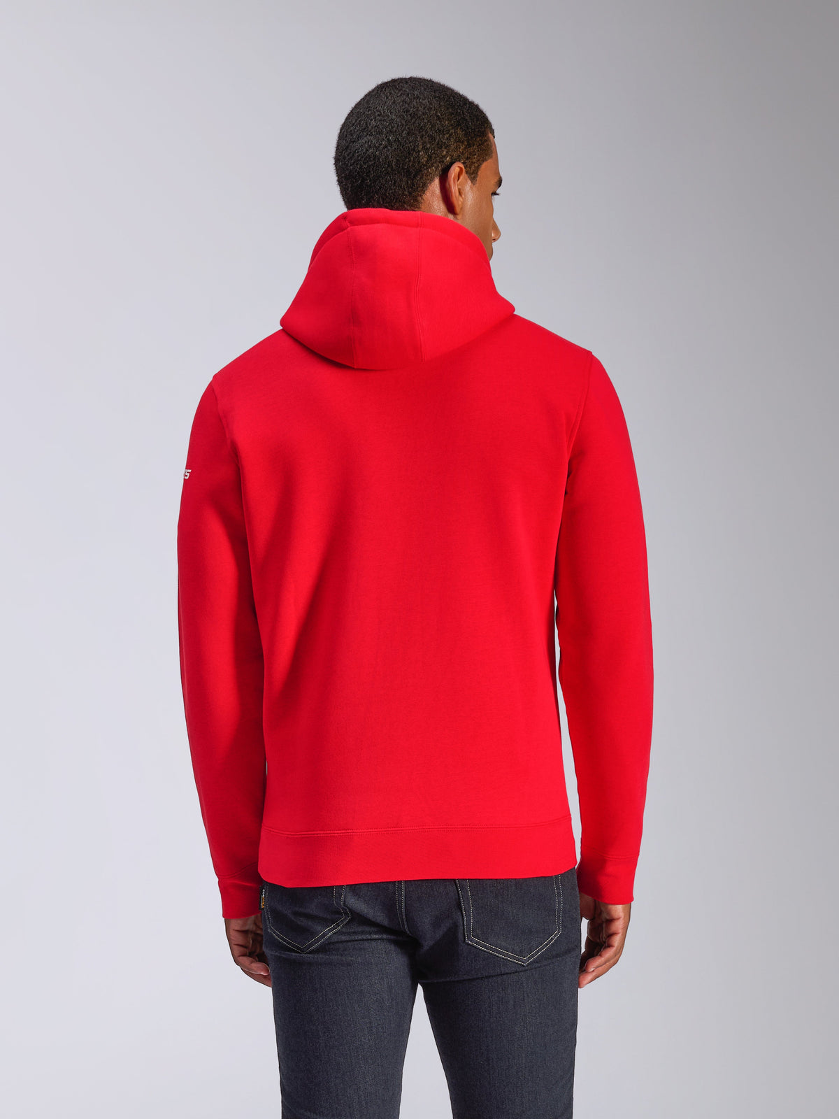 Alpinestars Felpa con cappuccio Frontal, felpa in pile pullover, rosso, vista posteriore con cappuccio e orlo a coste, piccolo logo bianco sulla manica, streetwear casual ispirato al motorsport
