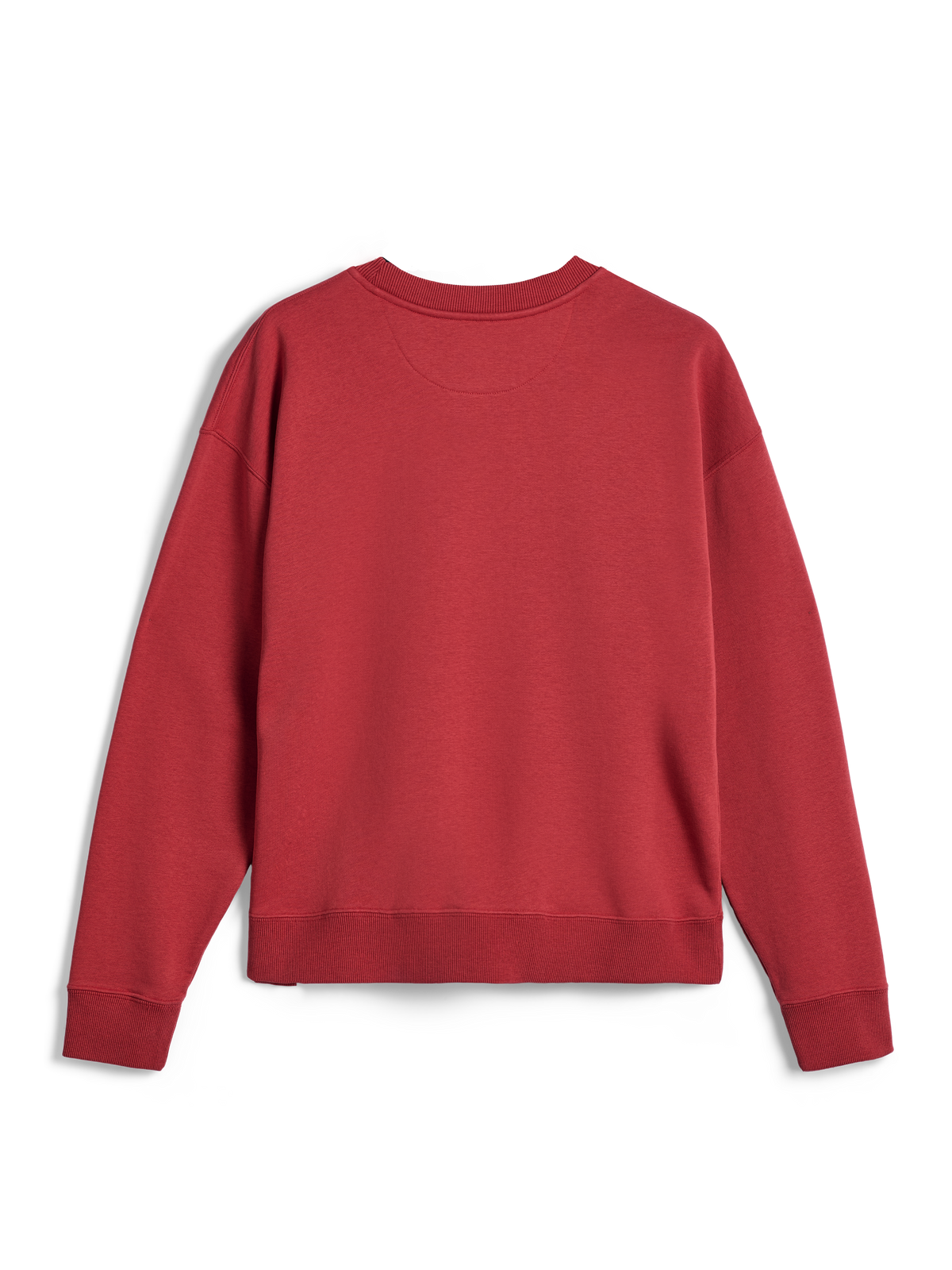 Alpinestars Essentials Ageless Crew, felpa girocollo, rosso mattone, vista posteriore con polsini e orlo a coste, pile compatto premium per il comfort dello sportswear casual