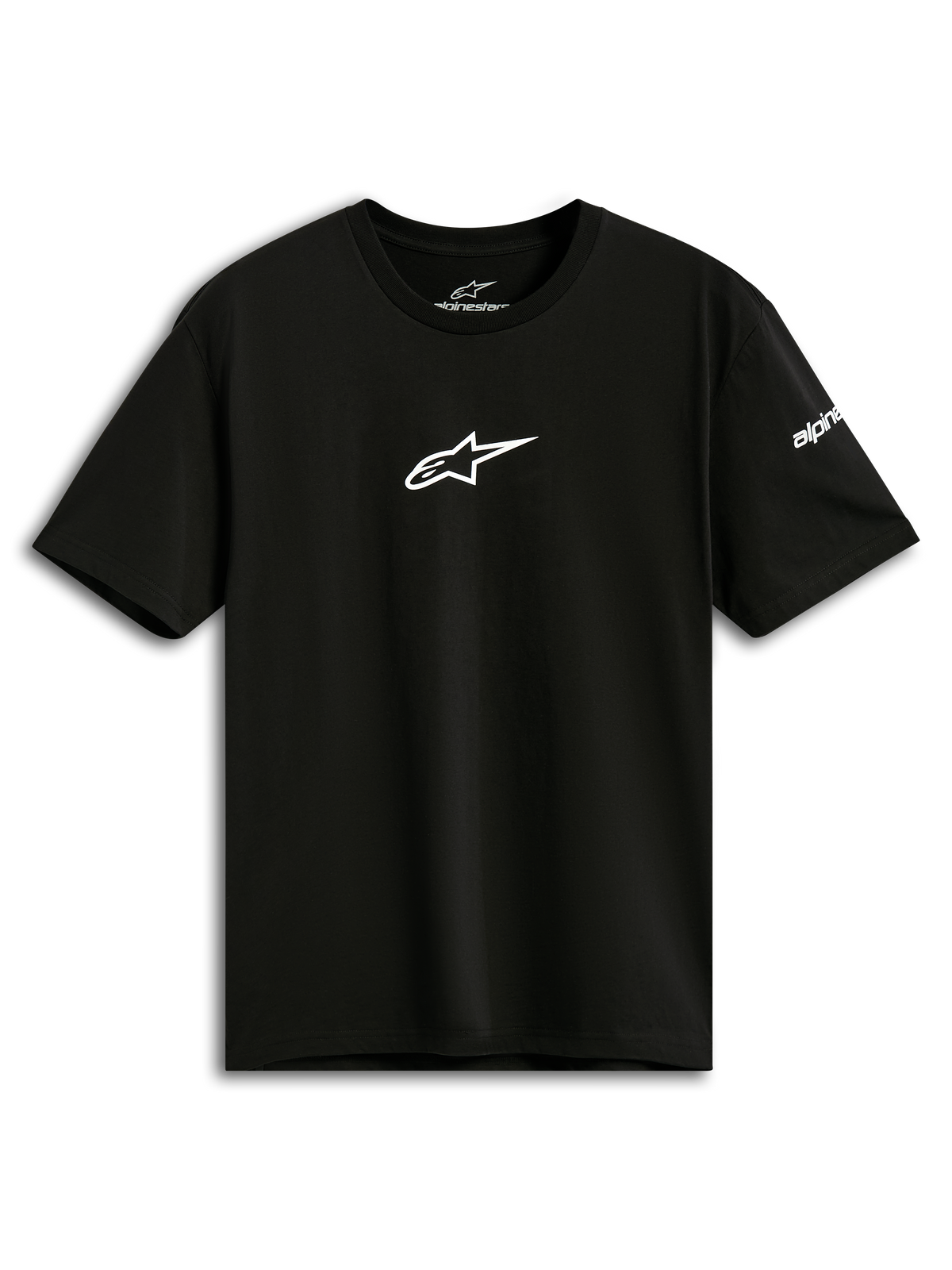 Alpinestars Frontal CSF Tee, maglietta a maniche corte, nero, logo Astars bianco sul petto, abbigliamento sportivo casual ad alte prestazioni
