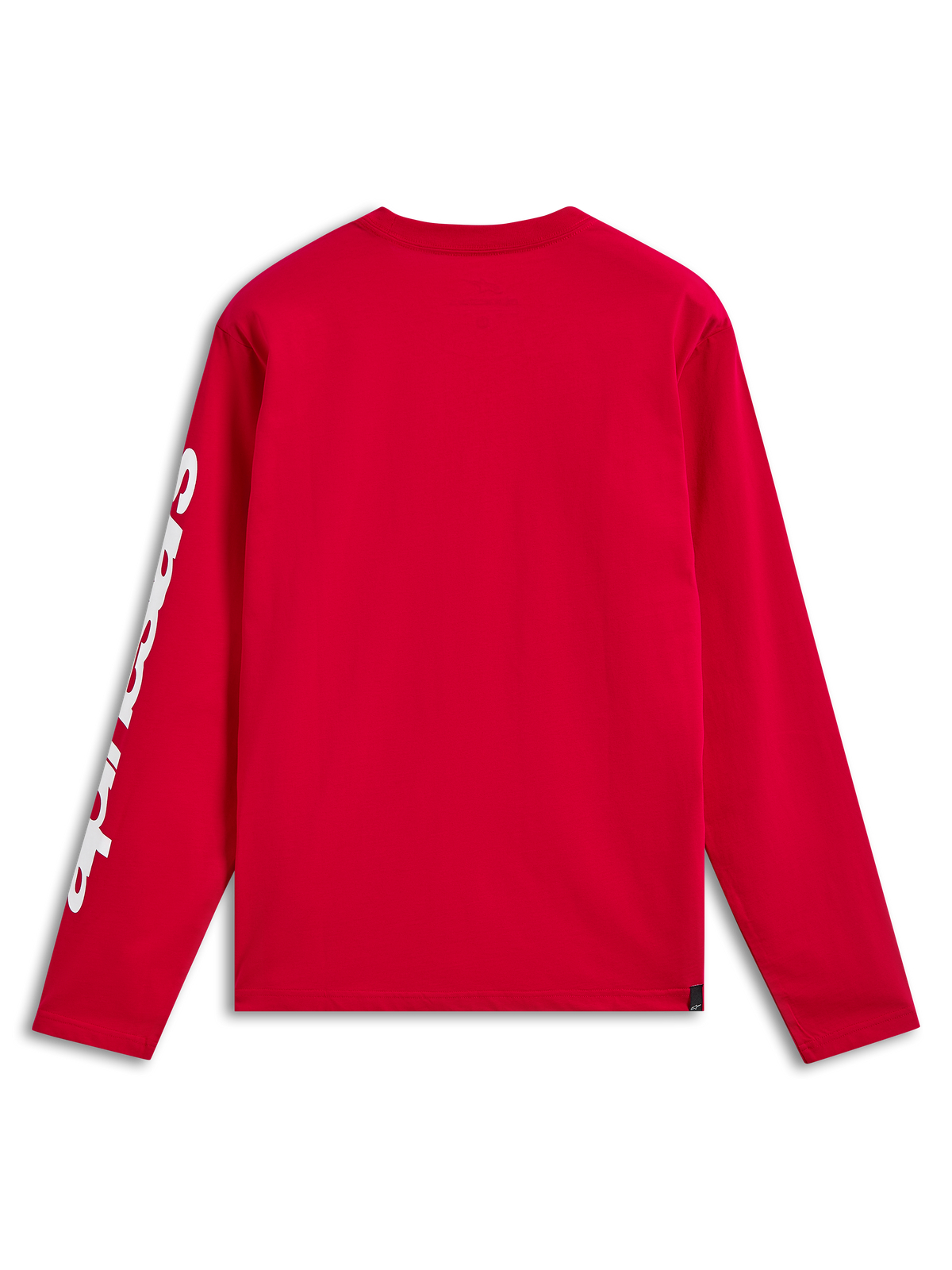 Alpinestars Trackside CSF Tee, t-shirt a maniche lunghe, rosso, vista posteriore con marchio bianco sulla manica, streetwear casual ispirato al motorsport