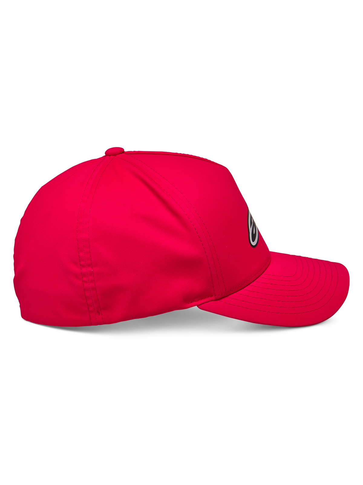 Cappello Alpinestars Ageless Reflex Waterproof, Rosso, vista laterale di profilo di un cappellino stile baseball con visiera curva e corona strutturata, realizzato in tessuto tecnico impermeabile con dettaglio logo riflettente.