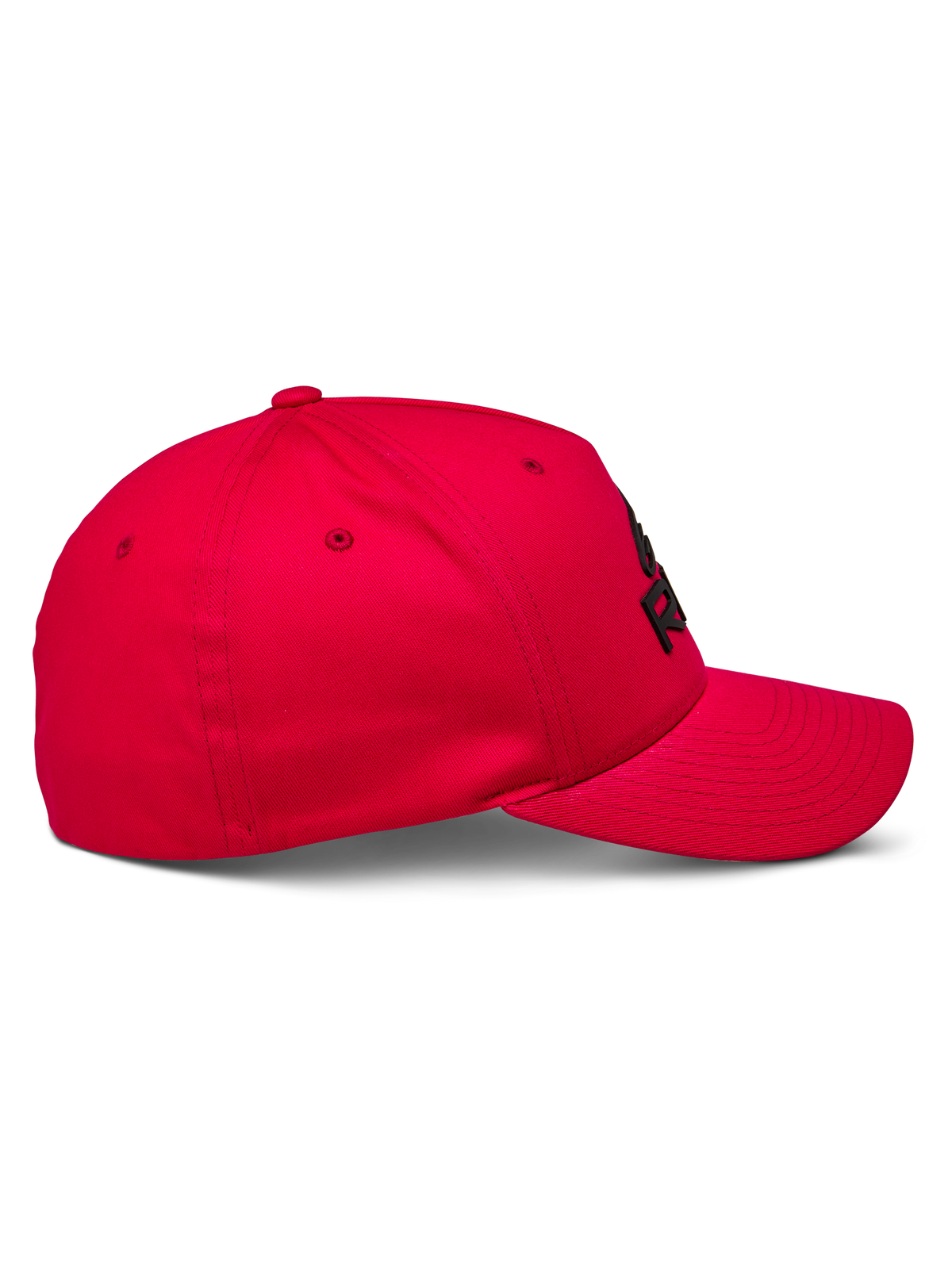 Alpinestars Ride Sonic Hat, cappello con visiera curva, rosso, vista laterale, corona strutturata con logo ricamato 3D nero, accessorio casual sportswear