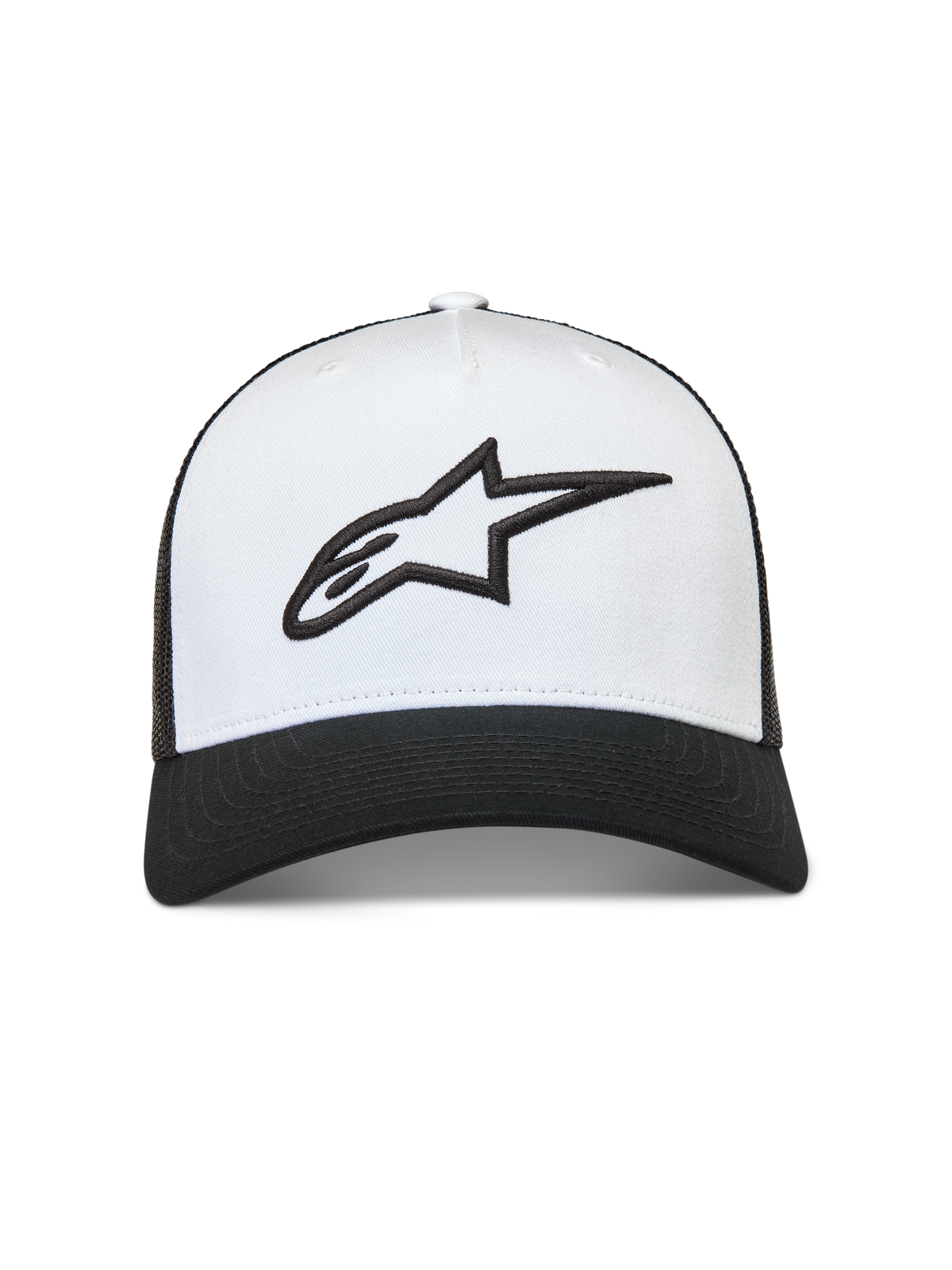 Alpinestars Ageless Snapback cappello sportswear, bianco e nero, logo Astars ricamato 3D, retro in rete mesh e visiera curva