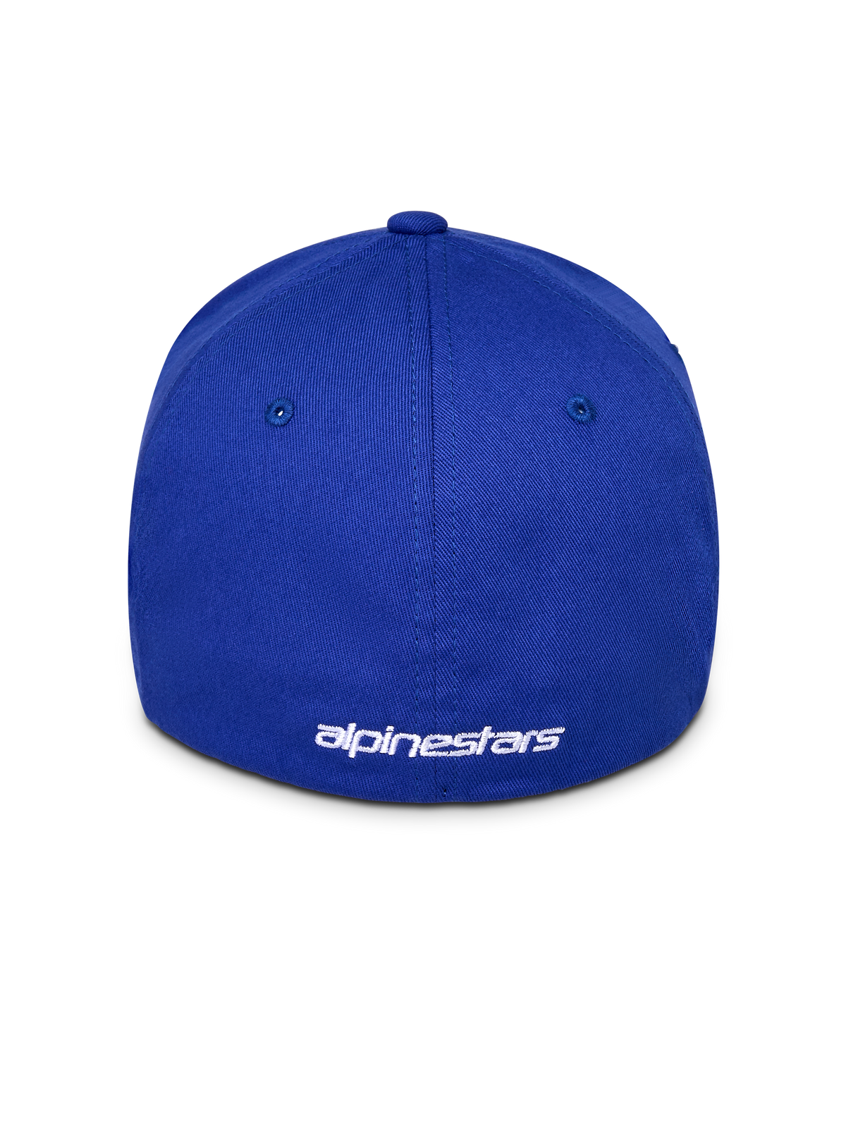 Cappello Alpinestars Corp Shift Multi, berretto da baseball blu, vista posteriore con logo ricamato bianco, design con retro flessibile, corona strutturata in tessuto twill elasticizzato