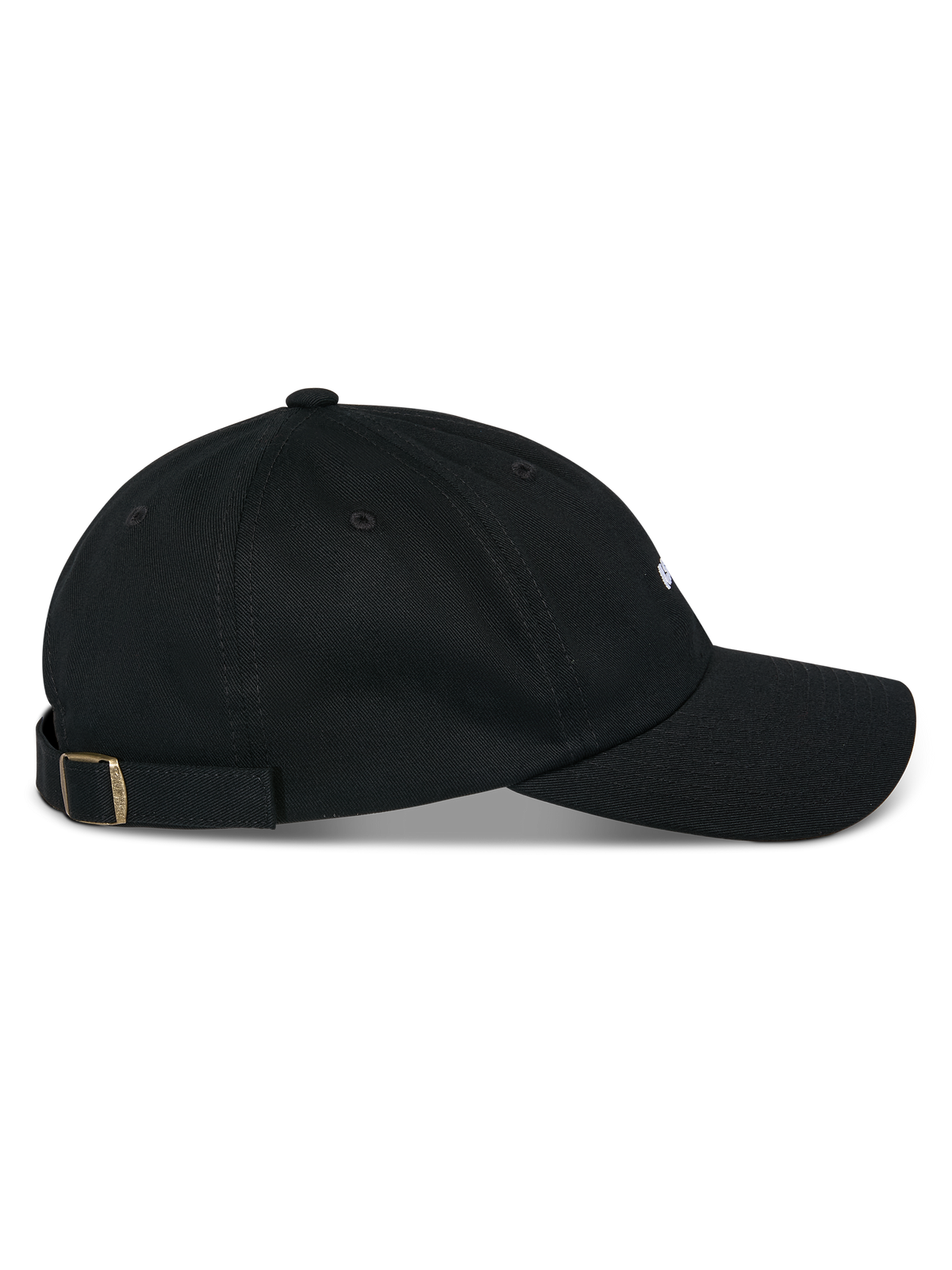 Alpinestars Cappello Deduce Strapback, nero, vista laterale, visiera curva con corona bassa non strutturata, tessuto in twill di cotone, chiusura strapback regolabile con fibbia in metallo, abbigliamento casual ispirato al motorsport