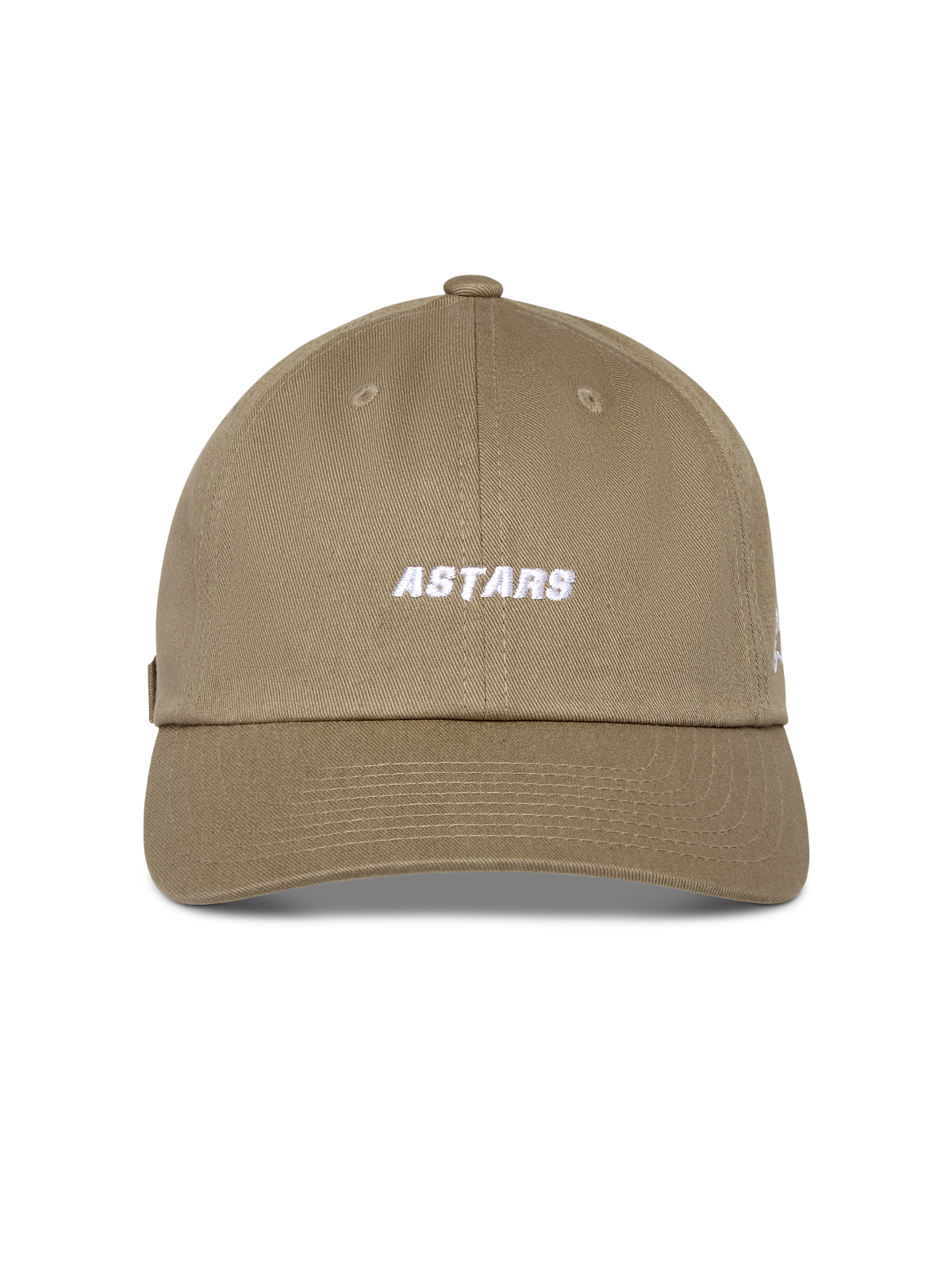Alpinestars Cappello Deduce Strapback, kaki, corona bassa non strutturata con visiera curva, scritta Astars bianca ricamata sul davanti, tessuto in twill di cotone, copricapo casual ispirato al motorsport