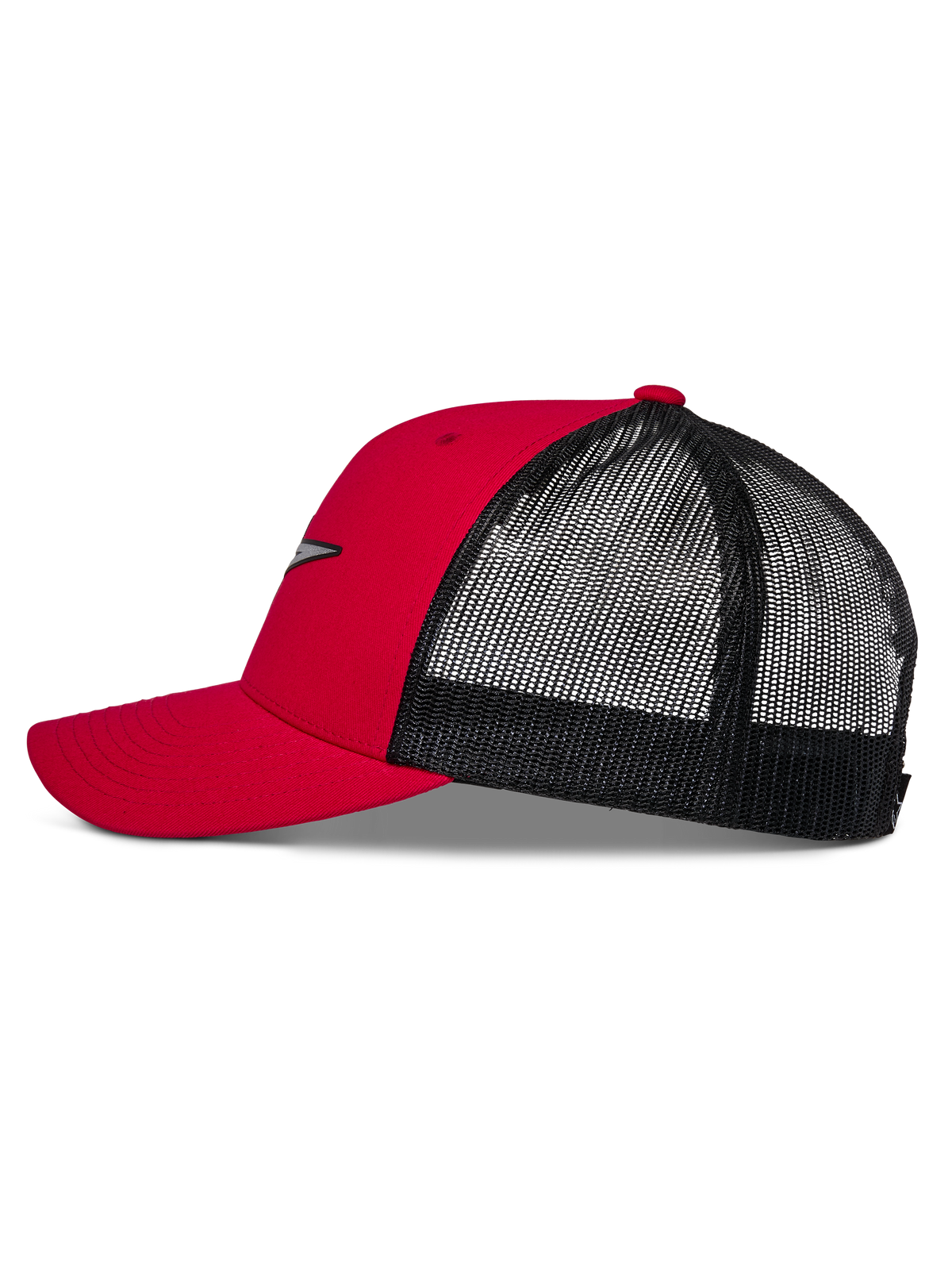 Alpinestars Cappello Trucker Reflect Ageless, rosso e nero, profilo laterale con visiera curva, corona rossa strutturata e retro in rete nera, copricapo casual ispirato al motorsport