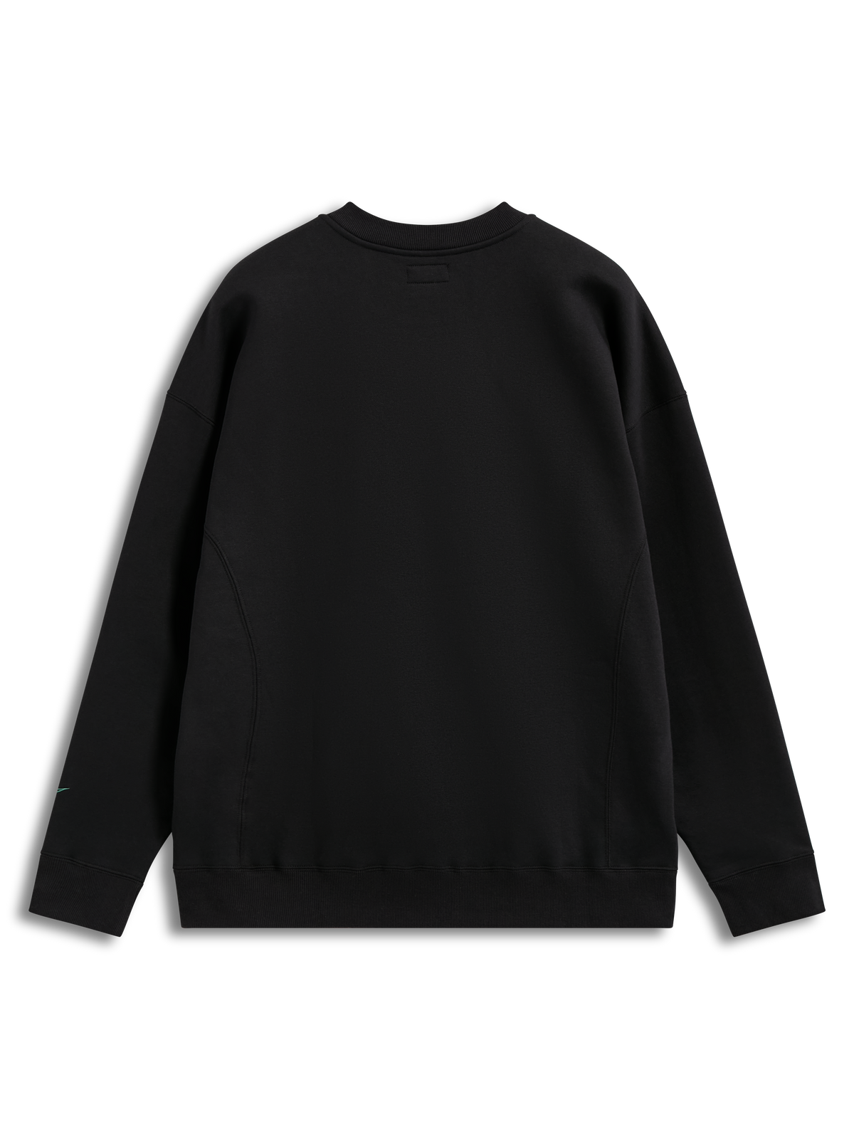 Alpinestars Guise Oversized Crew, felpa girocollo in pile nera, vista posteriore, vestibilità oversize e polsini a costine.