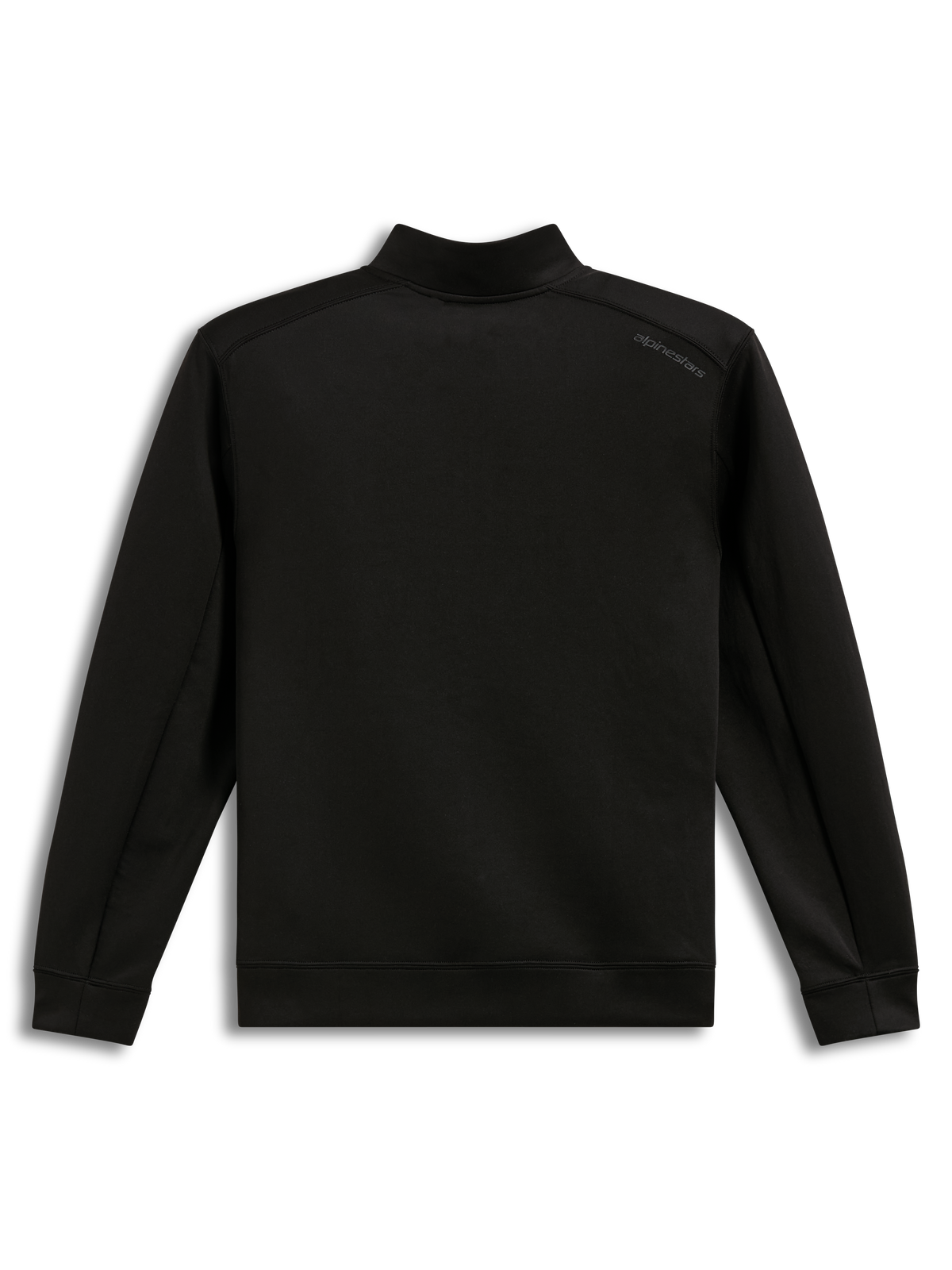 Alpinestars Apera Half-Zip Sweatshirt, felpa in pile double face nero, vista posteriore con logo tonale sulla spalla.