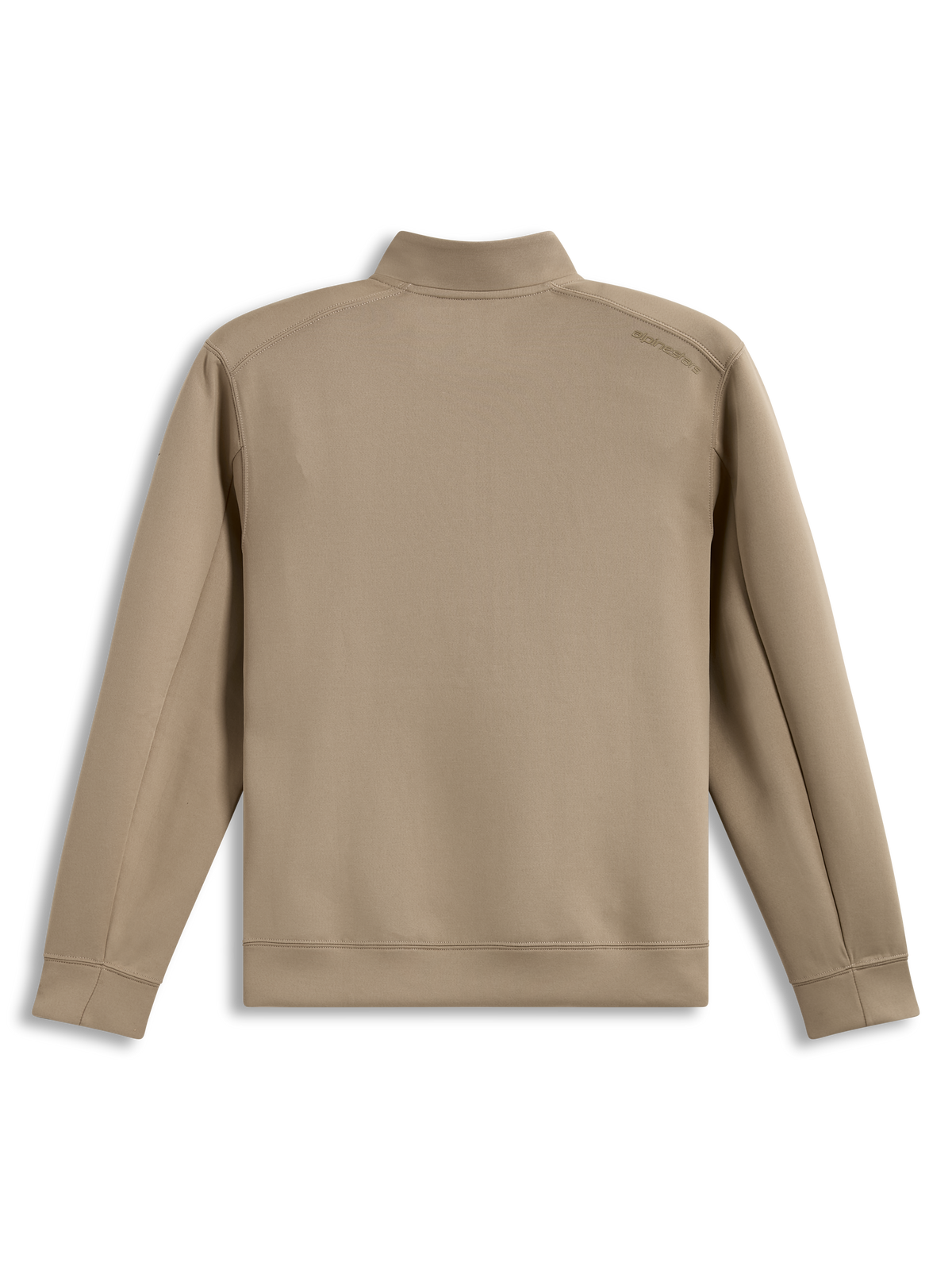 Alpinestars Apera Half-Zip Sweatshirt beige, vista posteriore con logo tonale e struttura in pile double face premium.