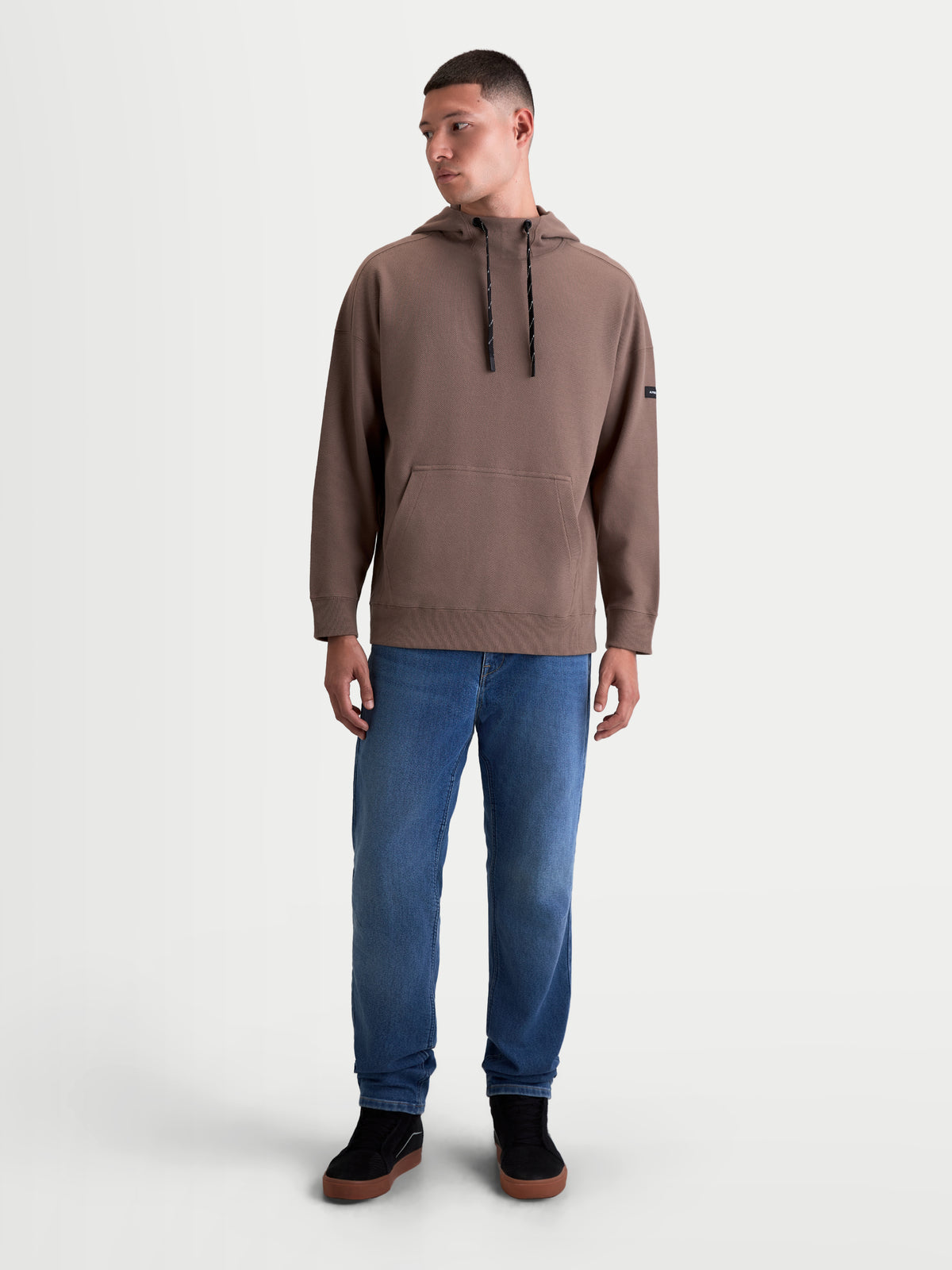 Alpinestars Felpa con cappuccio Camino Textured Oversized, felpa sportswear da uomo, marrone, in pile di twill lavorato a maglia testurizzato, collo alto con cordini e tasca a marsupio, vestibilità oversized rilassata