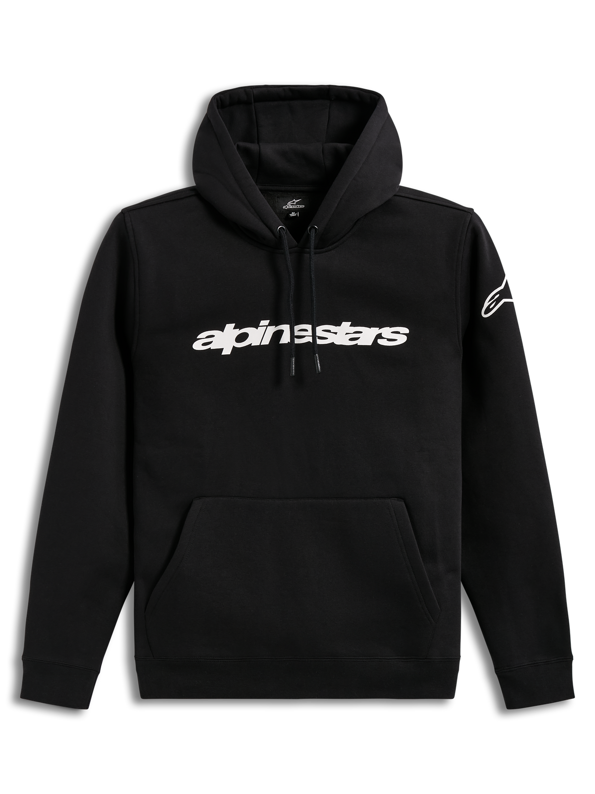 Alpinestars Race Wordmark Hoodie, Black and White sportswear pullover fleece with linear chest logo and sleeve branding.