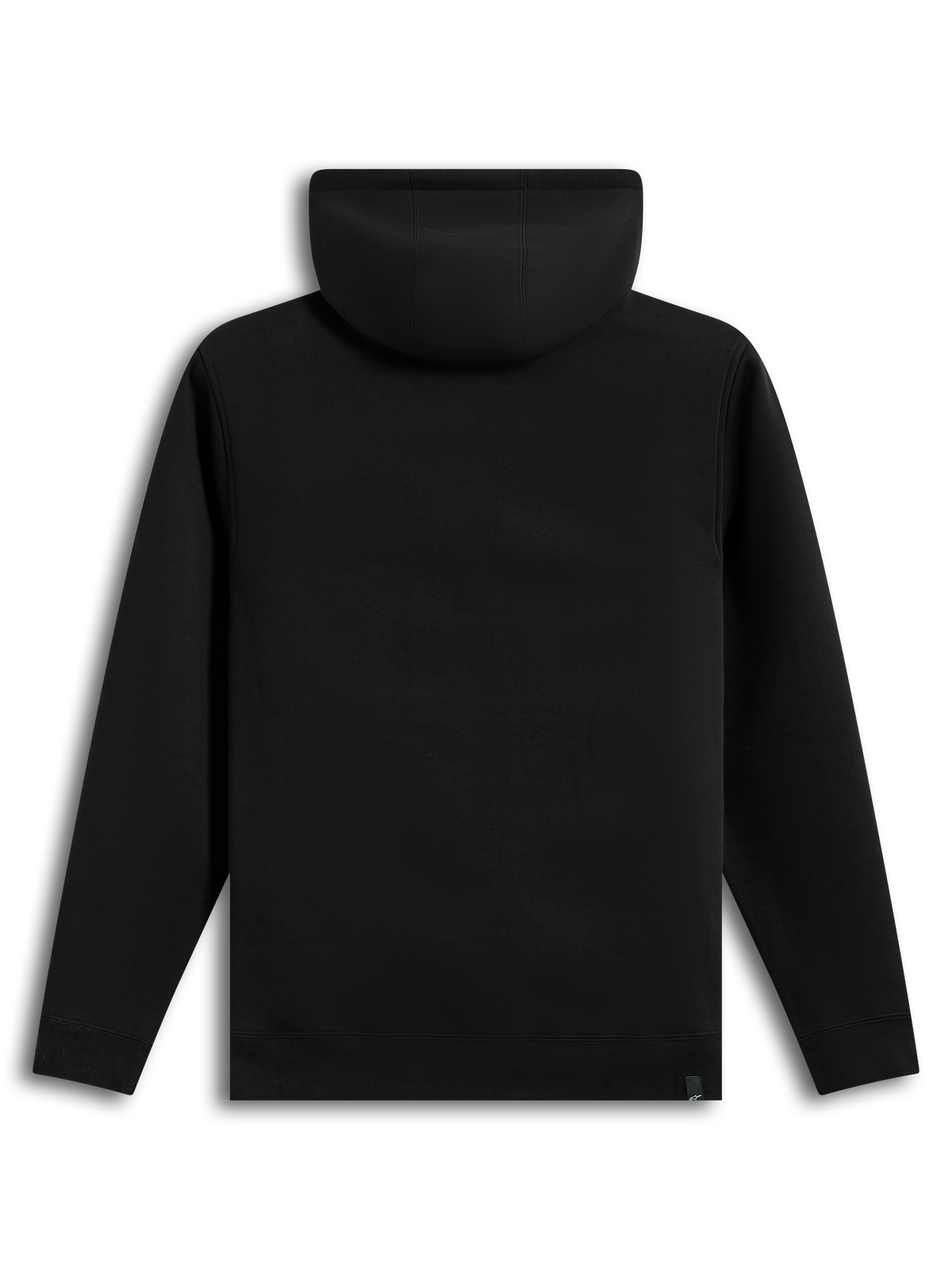 Alpinestars Race Wordmark Hoodie, felpa in pile con cappuccio nera, vista posteriore con polsini e orlo a coste, abbigliamento casual sportivo