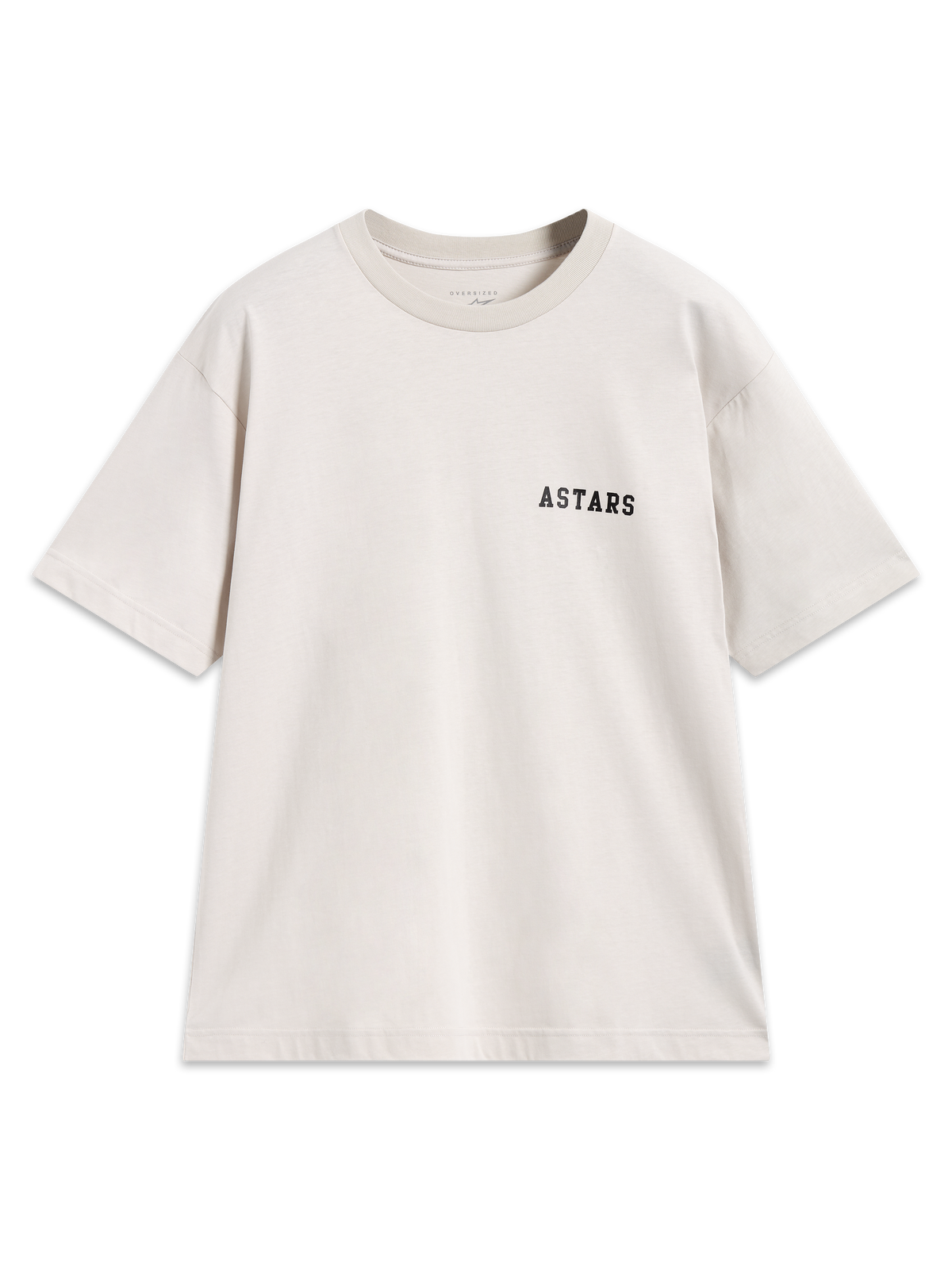 Alpinestars Latitude Oversized CSF Tee, maglietta a maniche corte beige con logo Astars nero sul petto, stile casual motorsport