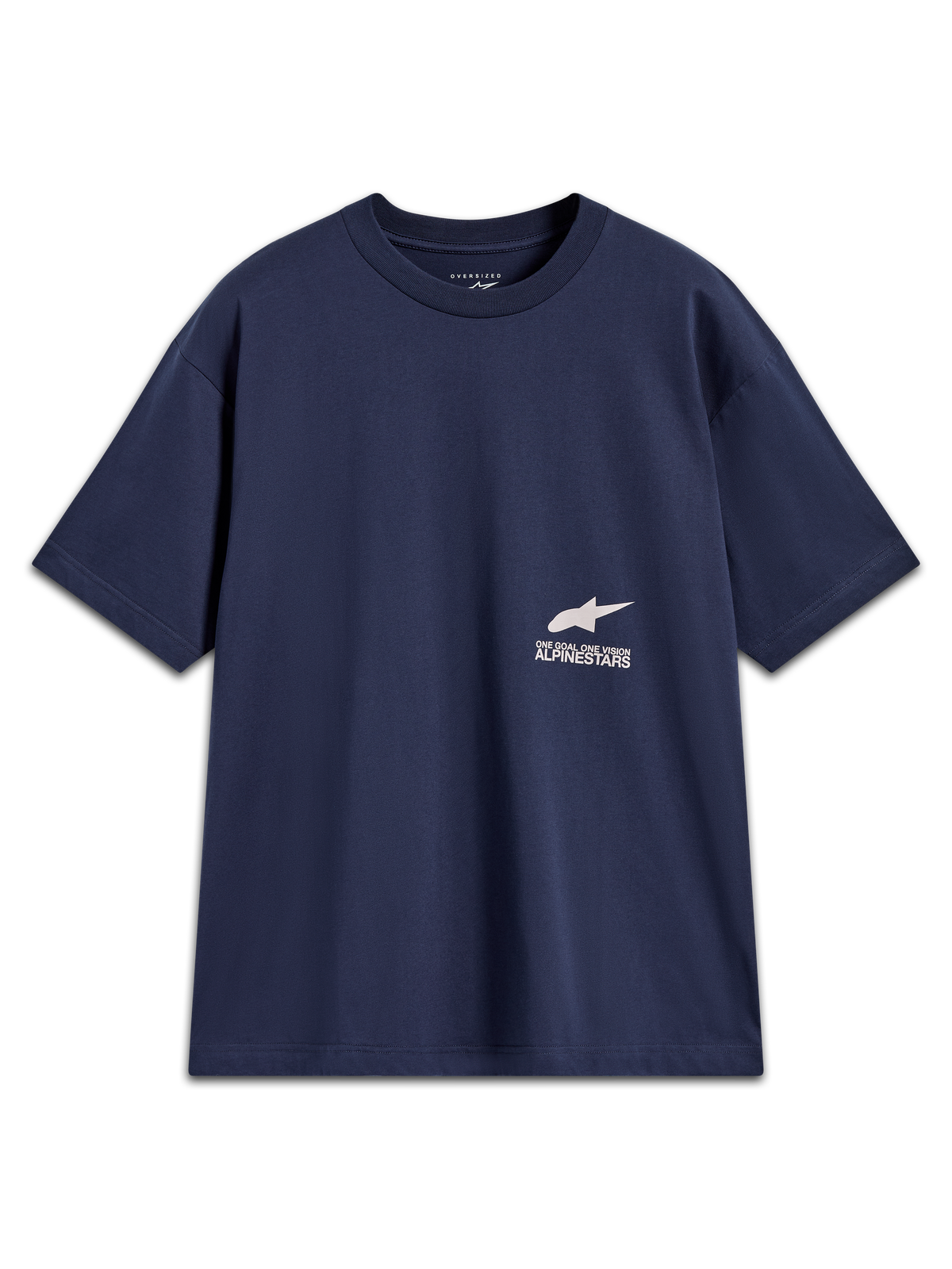 Alpinestars Institute Oversized SS CSF Tee, maglietta maniche corte blu navy, logo Astar bianco e scritta One Goal One Vision