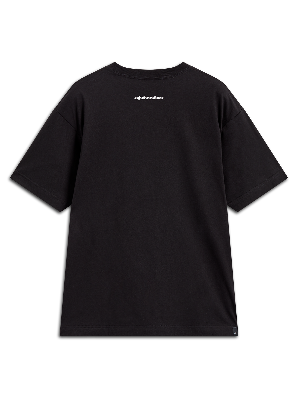 Alpinestars Mandate Oversized CSF Tee, maglietta sportiva nera a maniche corte, logo bianco sulla schiena, vestibilità oversized.