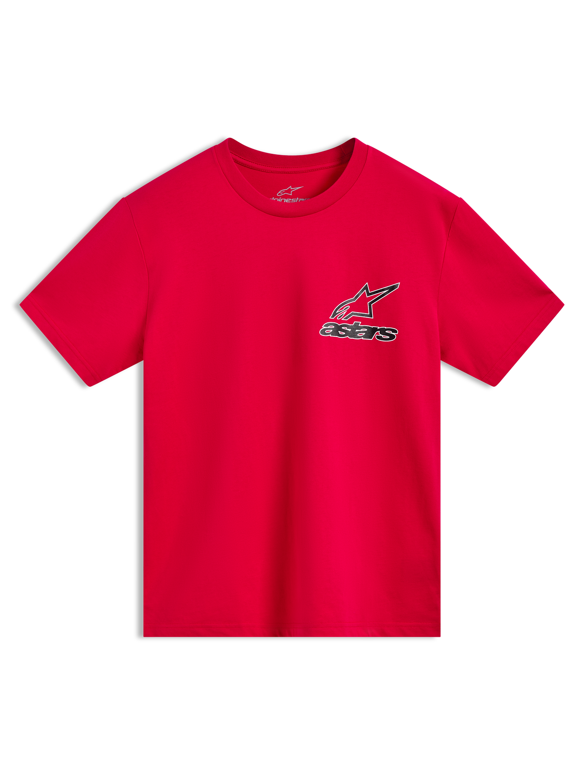 Alpinestars Lineout CSF Tee, maglietta a maniche corte sportswear, rossa, con grafica frontale del logo Astars con contorno