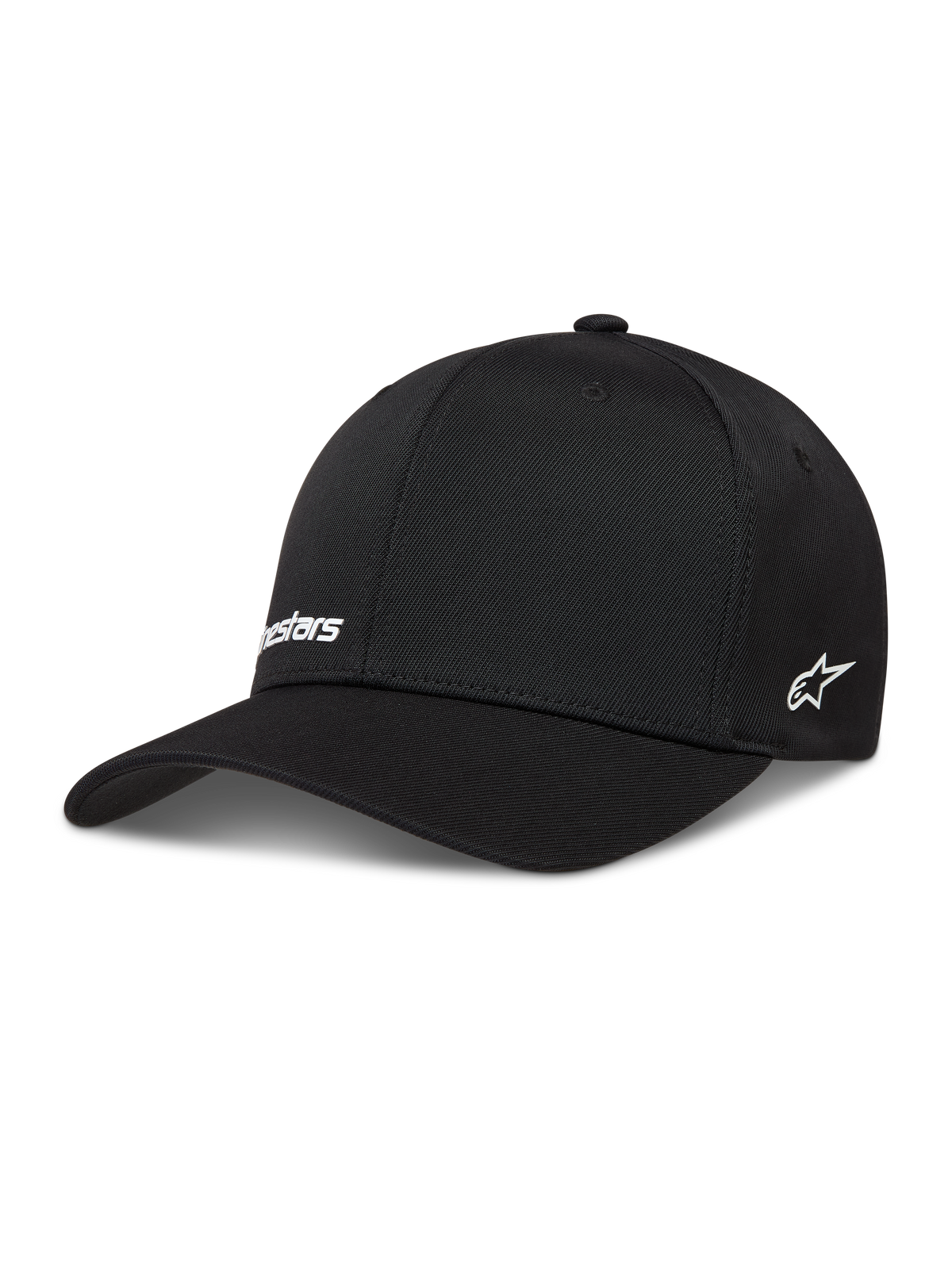 Alpinestars Points Cappello, cappello da sportswear nero in nylon tactel con loghi bianchi stampati in HD e vestibilità flex back