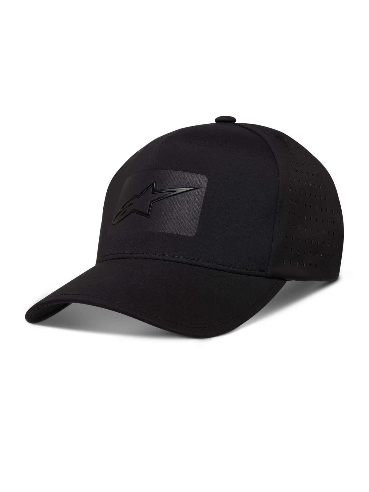 Alpinestars Algo Perf Adjustable cappello, cappello tecnico nero con logo Astars e perforazioni laterali