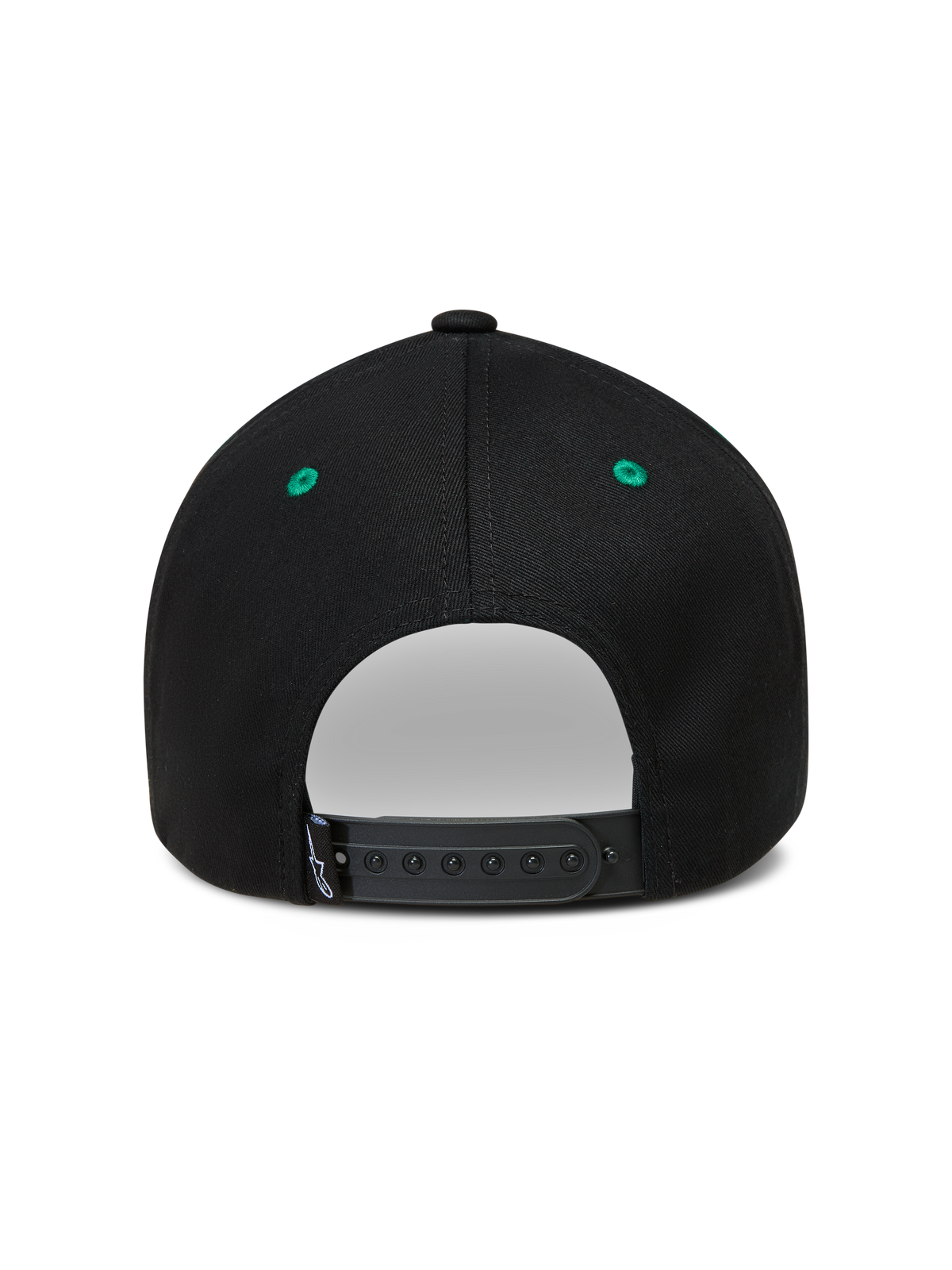 Alpinestars Retro Snapback Cappello, cappello sportswear nero e verde, vista posteriore con chiusura a scatto regolabile