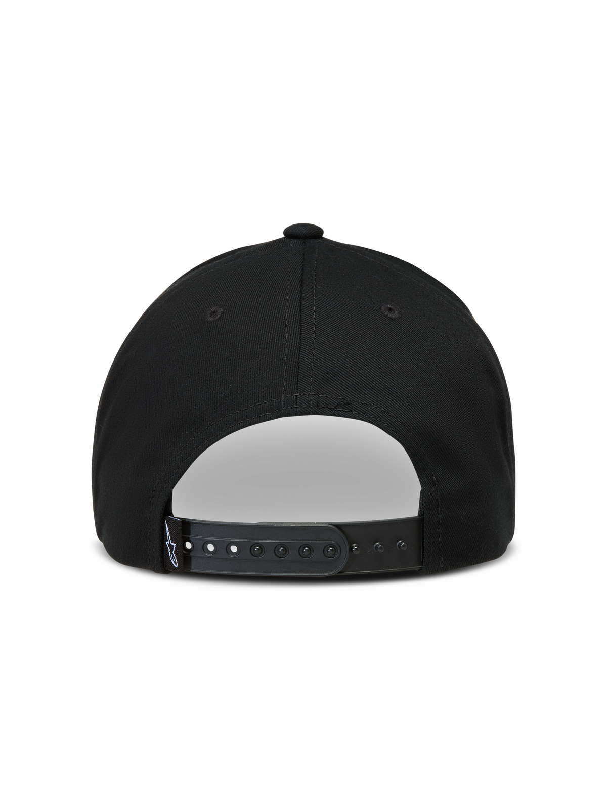 Alpinestars Combo Logo Snapback Cappello, cappello nero con chiusura regolabile ed etichetta con logo, vista posteriore.