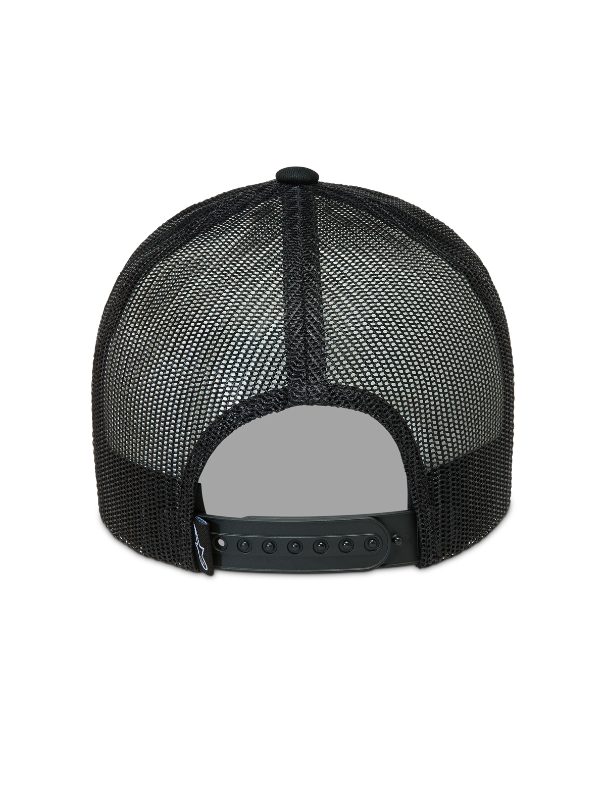 Alpinestars Hemmings Cappellino Trucker, cappello nero con pannelli in rete traspirante e chiusura a scatto regolabile.