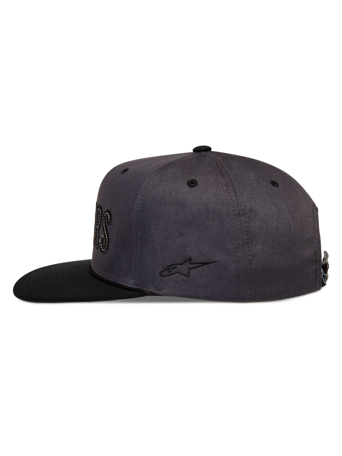 Alpinestars Stadium Snapback cappello, cappello grigio scuro e nero con visiera piatta, corona strutturata e ricamo laterale