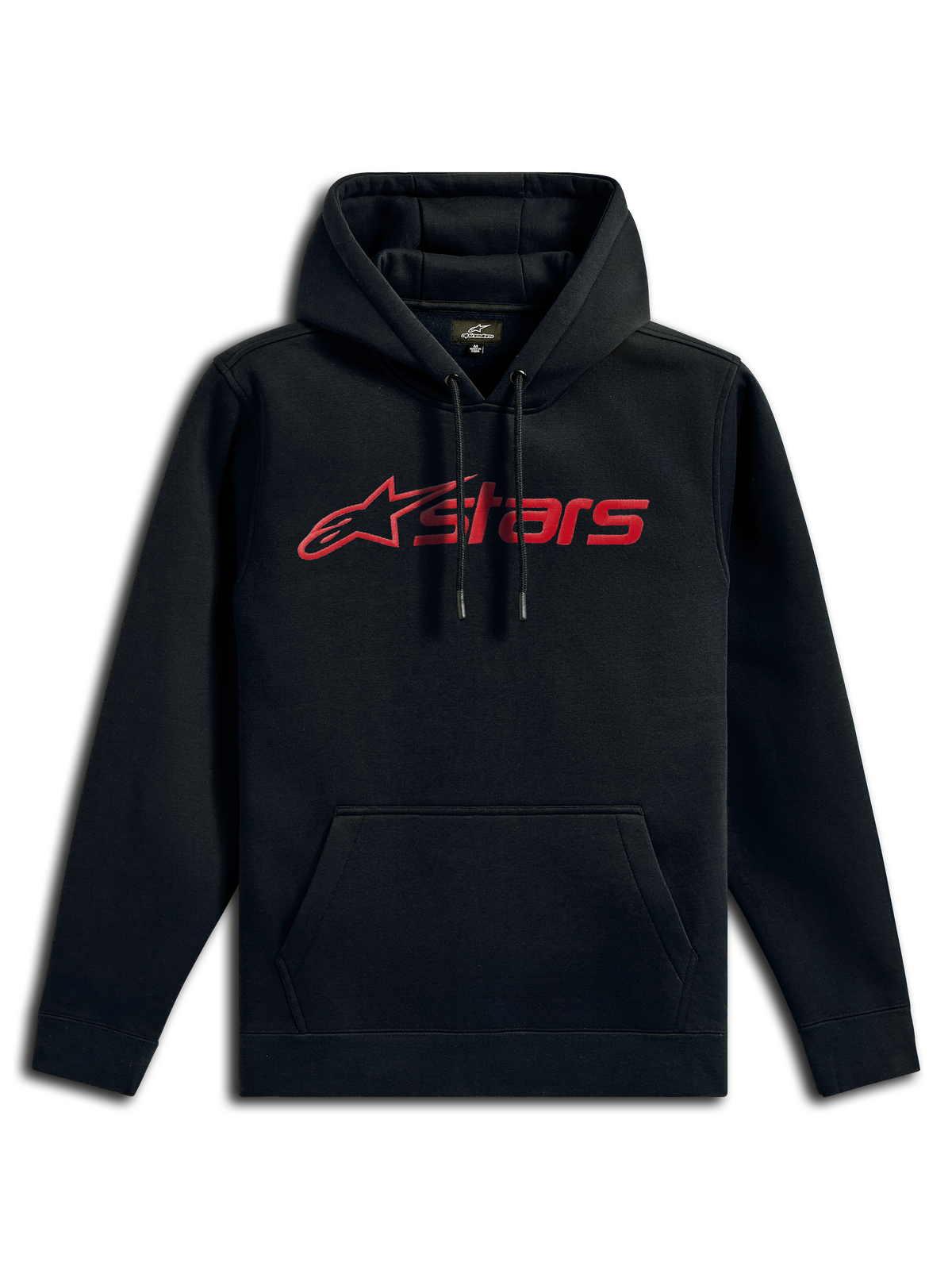 Felpa con cappuccio Alpinestars Blaze V3, streetwear casual, nero con logo lineare rosso, cappuccio con cordino, tasca a marsupio frontale, maniche lunghe, design moderno ispirato al motorsport