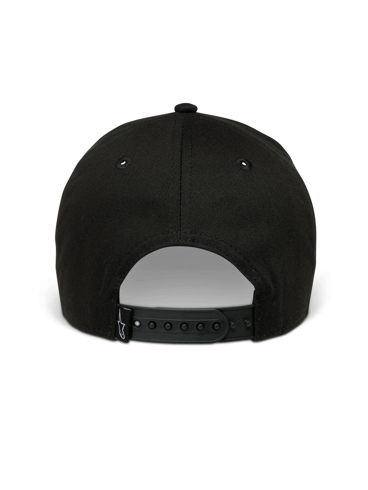Alpinestars Cappello Metal Logo, cappello snapback, nero, vista posteriore con chiusura snapback regolabile e piccola etichetta con logo in tessuto, streetwear casual ispirato al motorsport
