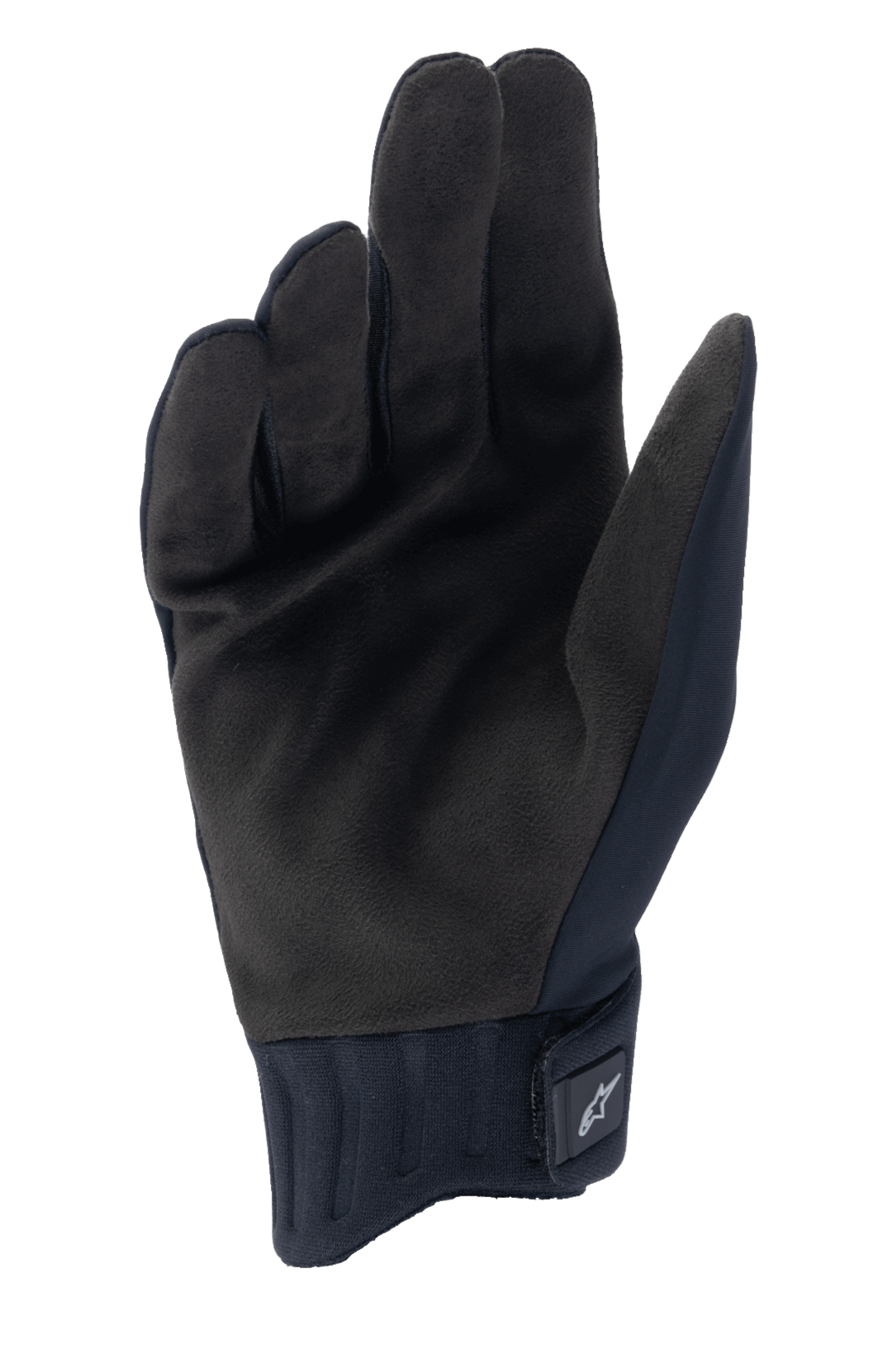 Guanti Alpinestars A-Dura Rain, guanti da ciclismo neri, vista del palmo in pelle scamosciata sintetica, polsino in neoprene a coste con chiusura a strappo, design a basso profilo per mountain bike e protezione contro il bagnato