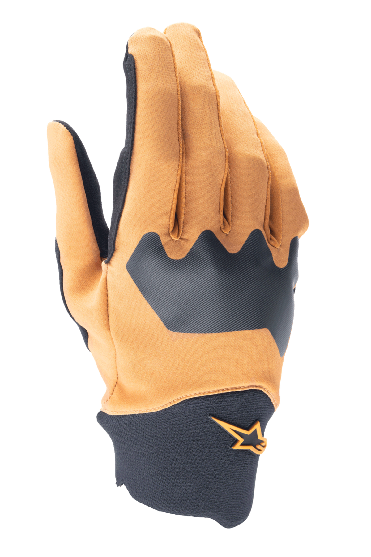 Guanti Alpinestars A-Supra, guanti da mountain bike, oro scuro e nero, dorso in spandex flessibile con polsino in neoprene, con logo a stella arancione, equipaggiamento da ciclismo fuoristrada resistente