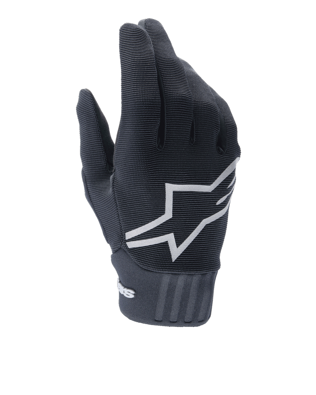 Guanti Alpinestars A-Dura Gel, guanti da ciclismo MTB, nero, grande logo a stella bianco sul dorso, parte superiore in poliestere testurizzato e spandex, polsino in neoprene a costine