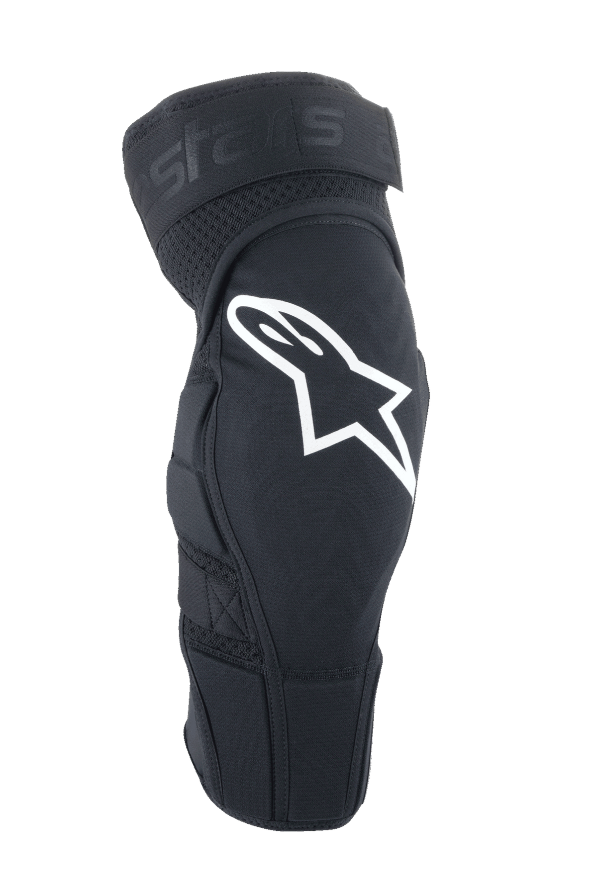 Alpinestars A-Impact Plasma Elite Knee Protector, ginocchiere da MTB, nero con logo Astar bianco, design ergonomico pre-curvato con mesh traspirante, chiusura a doppia cinghia regolabile