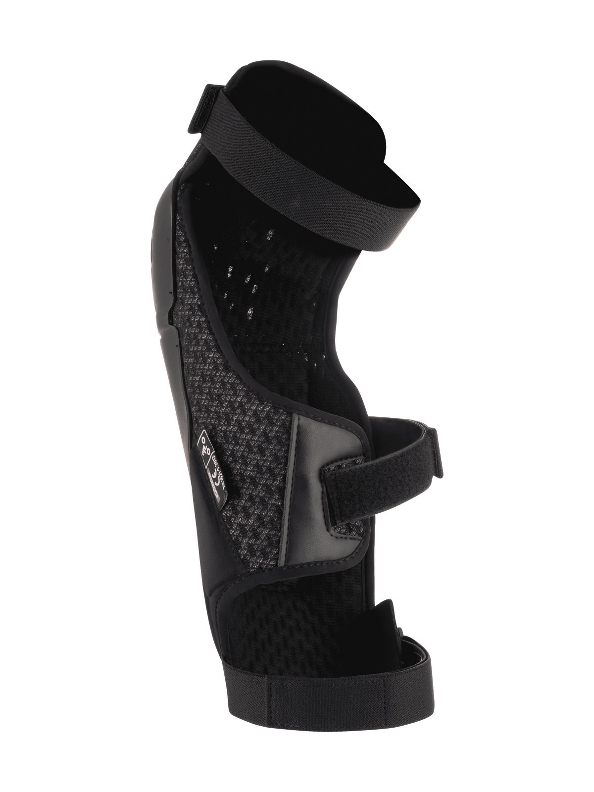 Protezioni Ginocchio/Tibia Alpinestars Bionic Plus, nero, vista interna con imbottitura in mesh 3D e sistema a doppia cinghia, costruzione ergonomica asimmetrica per protezione motocross e mountain bike